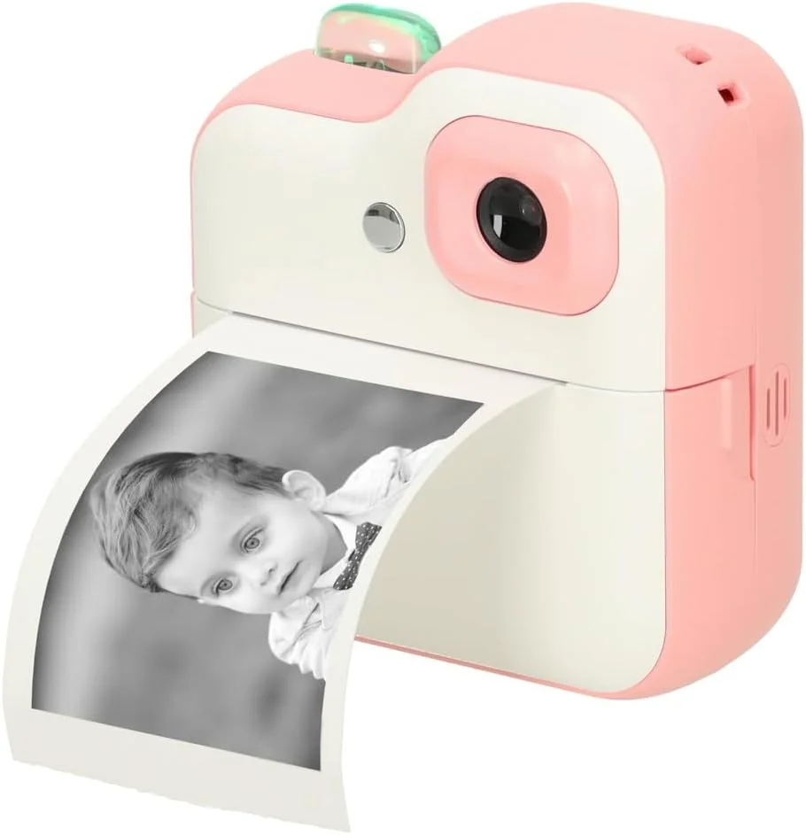 دوربین دیجیتال فوری کودکانه با پرینتر حرارتی، کارت حافظه 32 گیگابایتی، صورتی