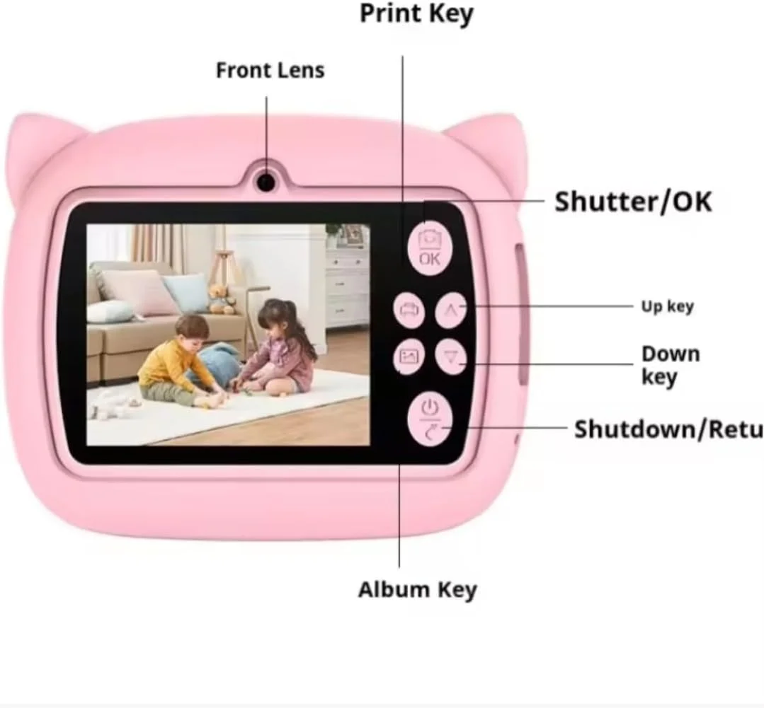 دوربین دیجیتال کودکانه، چاپ فوری، دوربین فیلمبرداری و عکاسی کوچک با چاپ حرارتی، اسباب بازی عکاسی بدون جوهر برای پسران و دختران