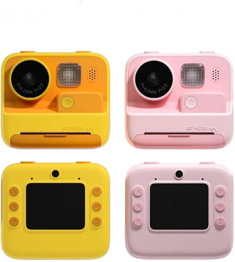 دوربین چاپ فوری کودکانه EAGLE به همراه کارت حافظه 32 گیگابایتی و کاغذ چاپ، دوربین فیلمبرداری 1080P با کیفیت 26 مگاپیکسل و صفحه نمایش 2.0 اینچی IPS، مناسب برای کودکان 6 تا 12 سال، هدیه - زرد