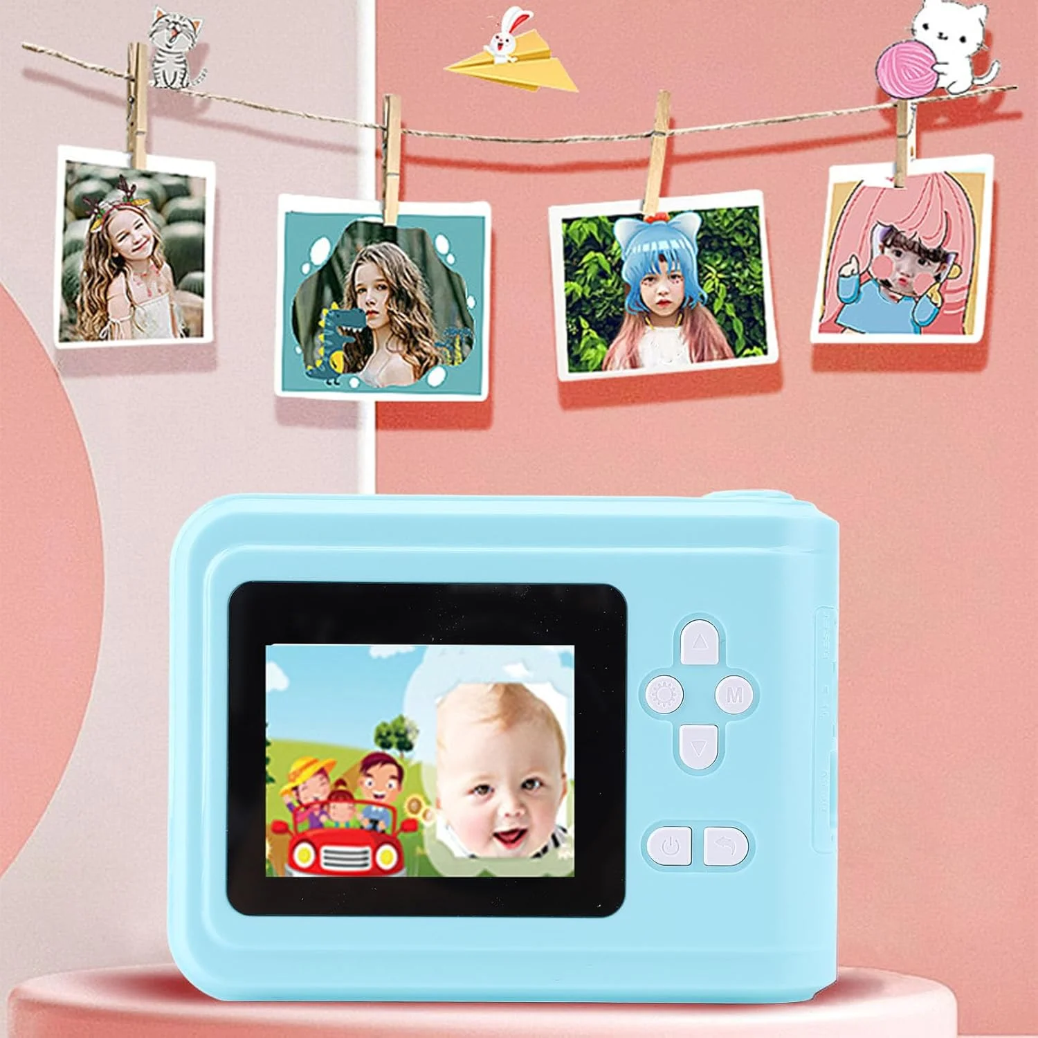 دوربین چاپ فوری کودکان Elprico، دوربین HD 1080P، عکس فوری، صفحه نمایش 2.4 اینچی، دوربین دیجیتال قابل حمل برای کودکان نوپا به همراه 3 رول کاغذ چاپ، اسباب بازی پسرانه (آبی)