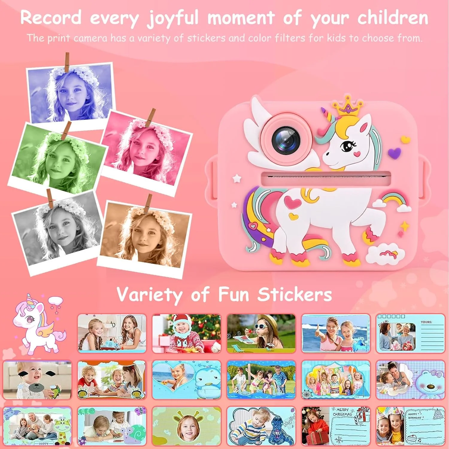 دوربین فوری کودکان، دوربین دیجیتال 1080P HD برای کودکان با صفحه نمایش 2.4 اینچی و کارت حافظه 32 گیگابایتی، دوربین فوری کودکان به همراه 3 رول کاغذ چاپ، هدیه برای دختران و پسران 3 تا 12 سال (صورتی) دوربین فوری کودکان، دوربین دیجیتال 1080P HD برای کودکان با صفحه نمایش 2.4 اینچی و کارت حافظه 32 گیگابایتی، دوربین فوری کودکان به همراه 3 رول کاغذ چاپ، هدیه برای دختران و پسران 3 تا 12 سال (صورتی)