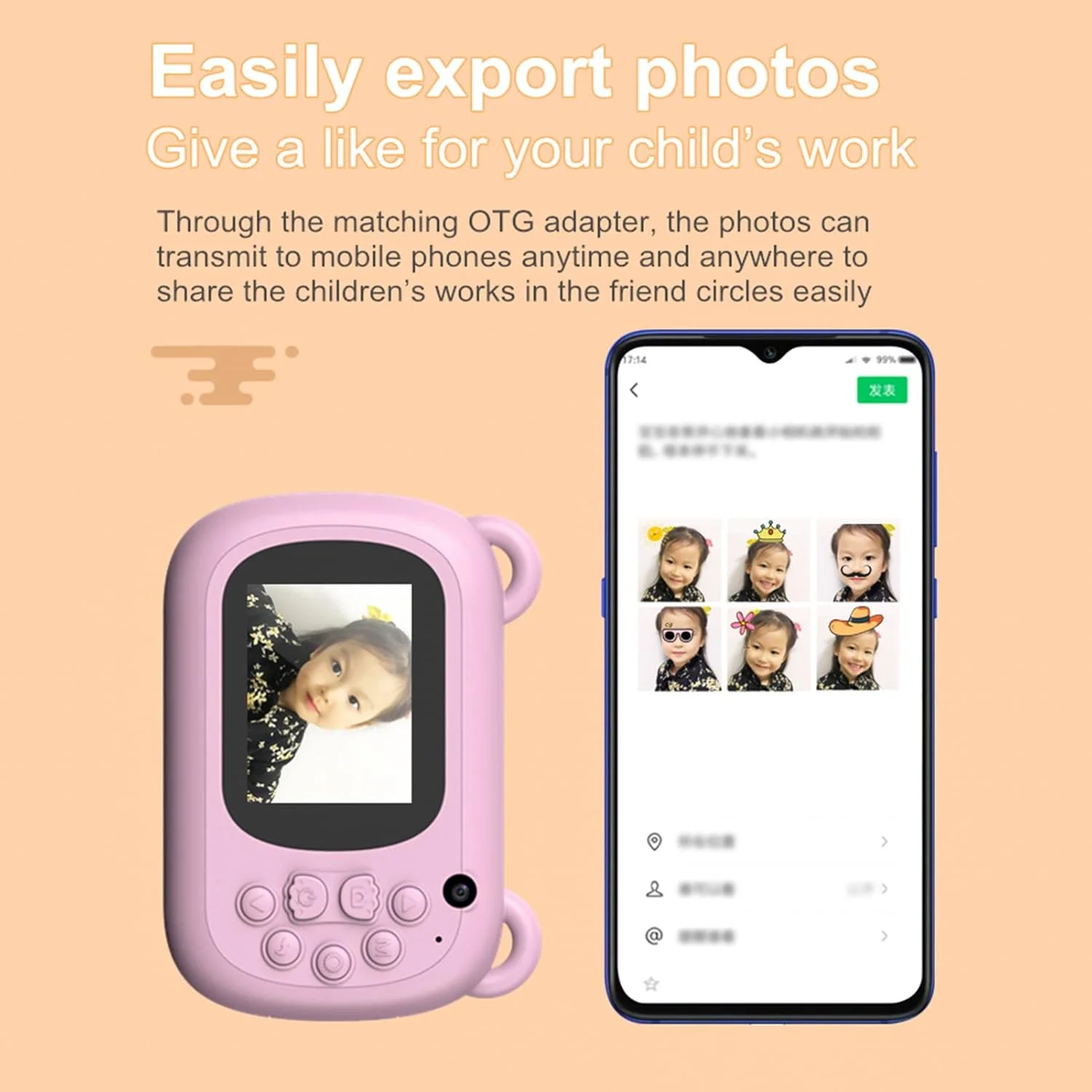 دوربین فوری چاپ عکس دیجیتال کودکان Fawoonu A7 با کیفیت 1080P، صفحه نمایش 2.4 اینچی 24 مگاپیکسلی، 3 رول کاغذ چاپ و طراحی کارت TF قابل تعویض برای کودکان