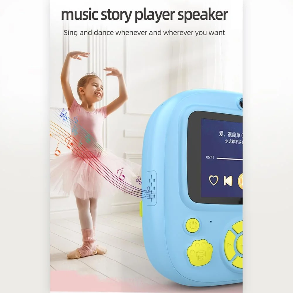 دوربین چاپ فوری حرارتی کودک Fawoonu با صفحه نمایش 2.4 اینچی، دوربین دیجیتال با قابلیت پشتیبانی از تایمر، فیلمبرداری 1080P/720P، چاپ حرارتی بدون جوهر با 3 رول کاغذ چاپ سفید + کارت حافظه 32 گیگابایتی + کارت خوان