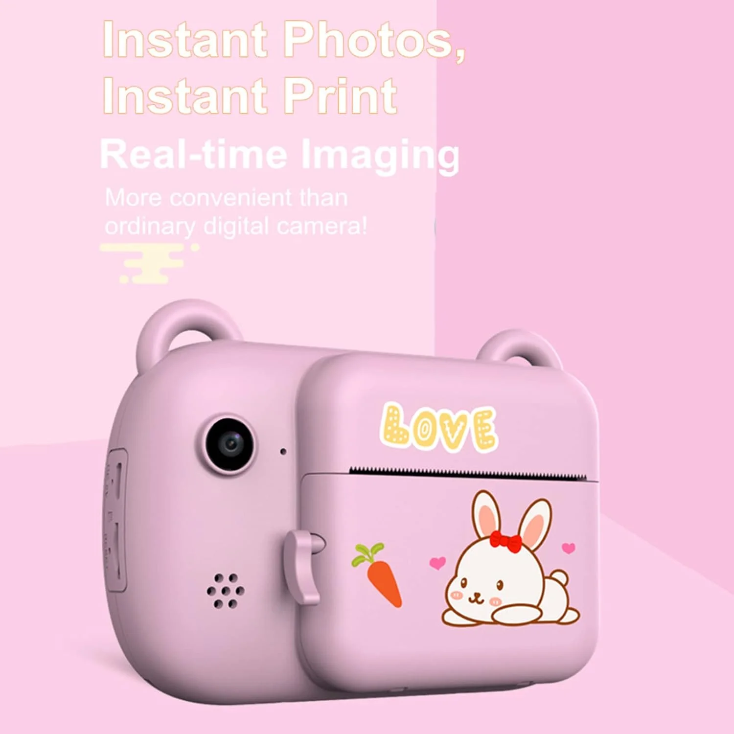 دوربین فوری چاپ عکس دیجیتال کودکان Fawoonu A7 با کیفیت 1080P، صفحه نمایش 2.4 اینچی 24 مگاپیکسلی، 3 رول کاغذ چاپ و طراحی کارت TF قابل تعویض برای کودکان