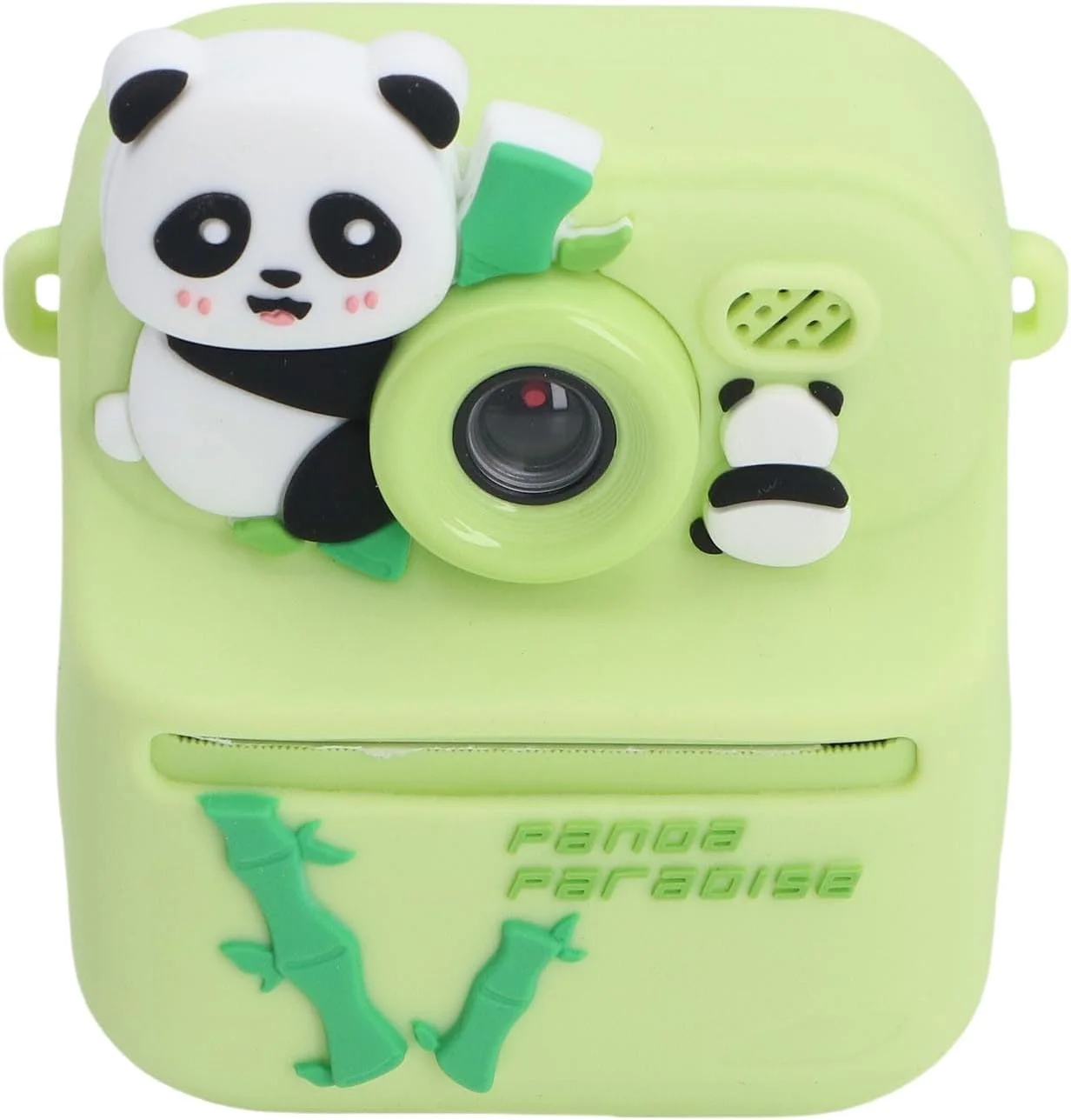 دوربین چاپ فوری دو لنز 48 مگاپیکسلی، زوم 16 برابر، ضبط ویدیویی HD، پخش موسیقی، فیلترهای استیکری سرگرم کننده برای بازی، جنس ABS، باتری 1300 میلی آمپر ساعتی، 2 ساعت زمان شارژ، پورت Type C (پاندای سبز)