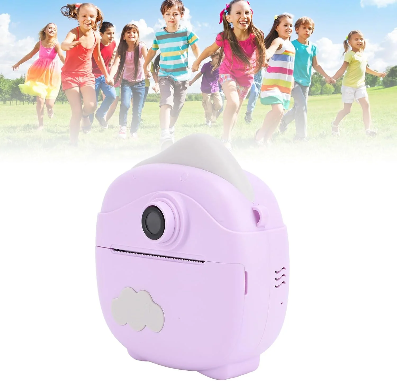 دوربین فوری جنریک، صفحه نمایش 2.4 اینچی، دوربین چاپ حرارتی فوری 12 مگاپیکسل FHD 800mAh Type C مناسب سفر (بنفش)