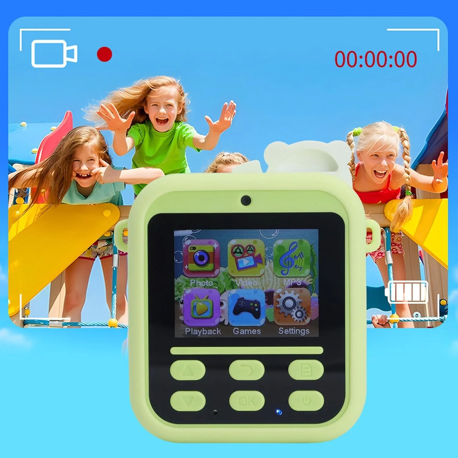 دوربین چاپ فوری دو لنز 48 مگاپیکسلی، زوم 16 برابر، ضبط ویدیویی HD، پخش موسیقی، فیلترهای استیکری سرگرم کننده برای بازی، جنس ABS، باتری 1300 میلی آمپر ساعتی، 2 ساعت زمان شارژ، پورت Type C (پاندای سبز)