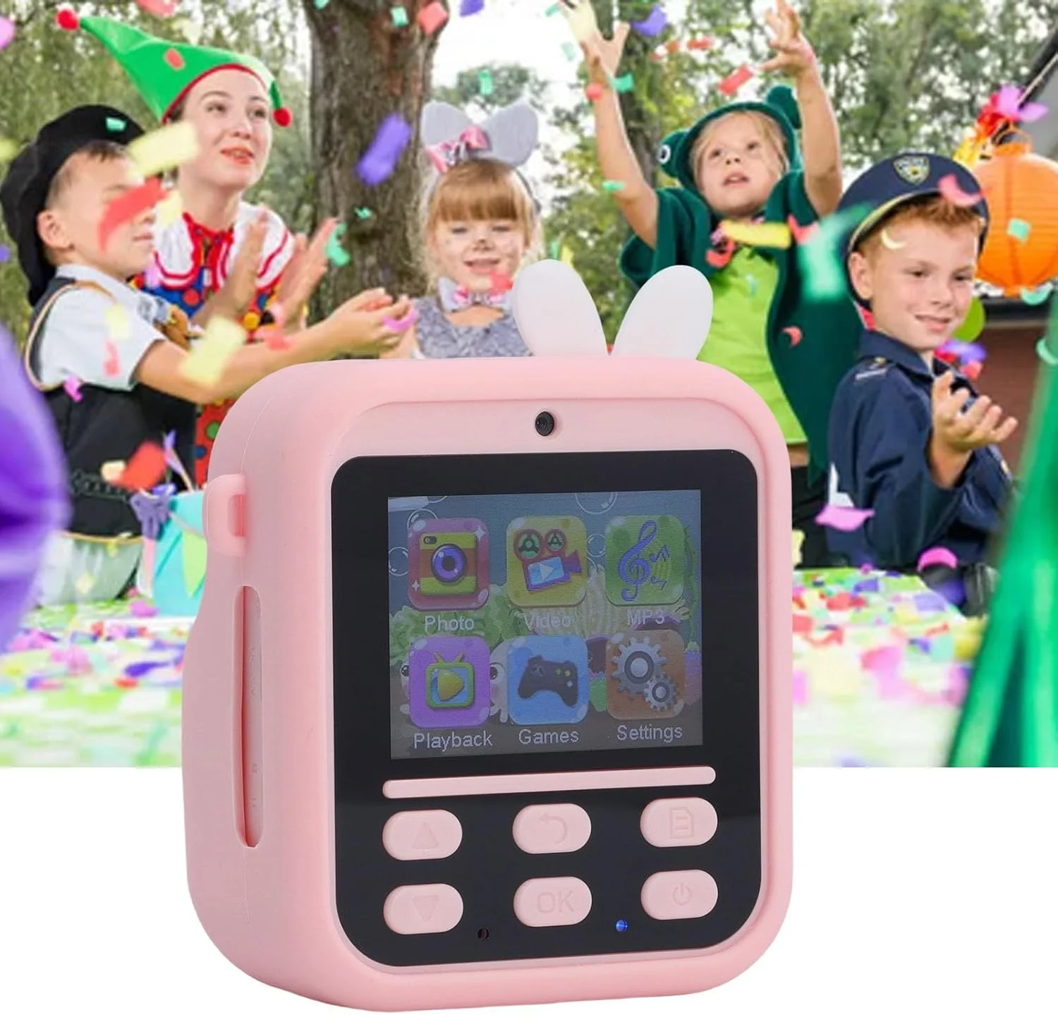 دوربین چاپ فوری عمومی با لنز دوگانه چند منظوره (خرگوش صورتی)