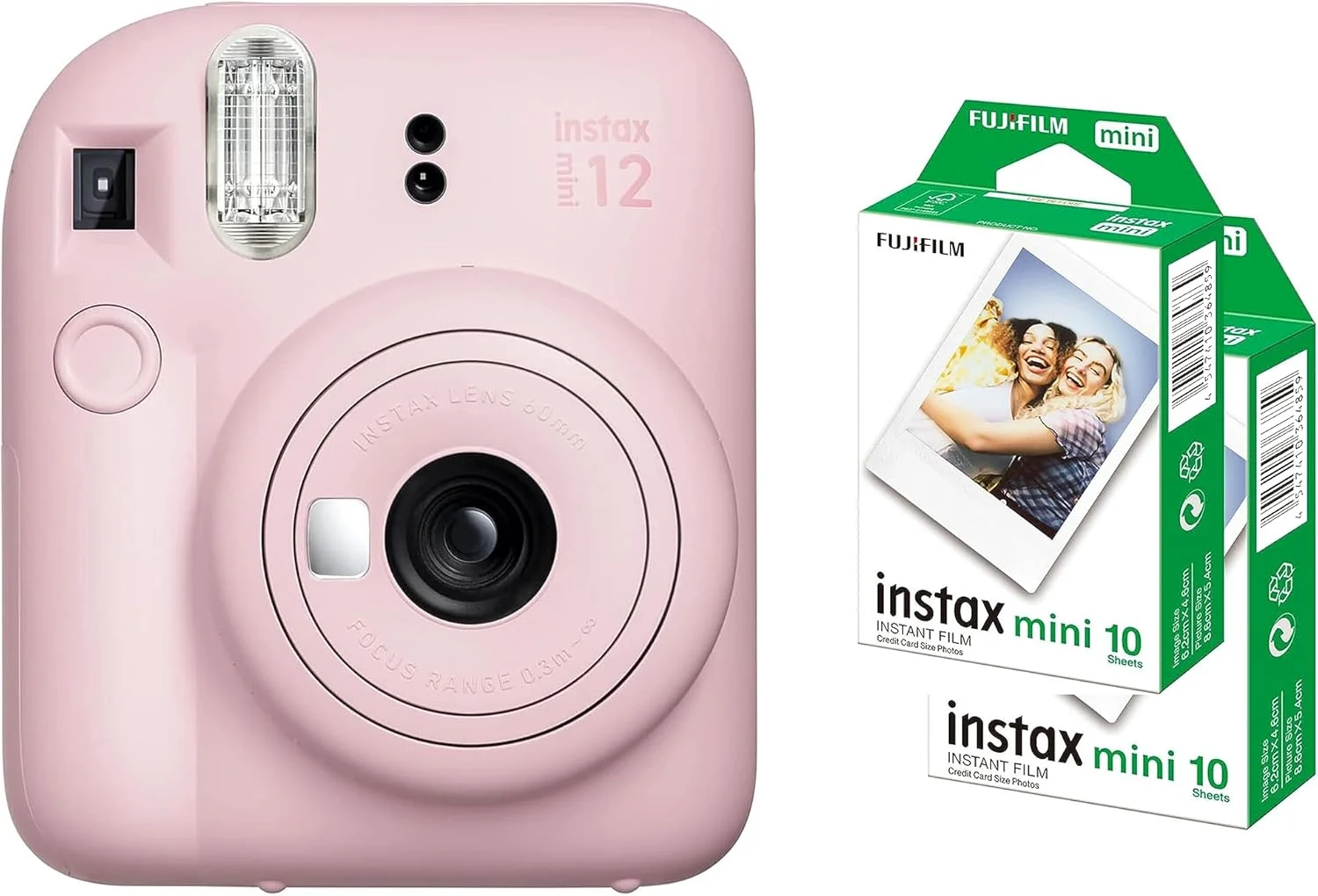 دوربین فوری فوجی فیلم Instax Mini 12 - صورتی شکوفه ای + 2 بسته فیلم