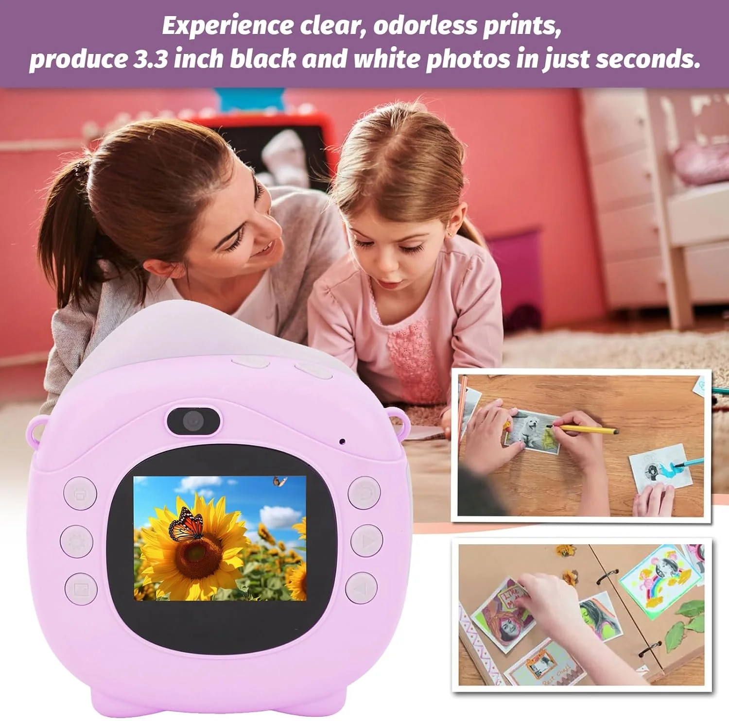 دوربین چاپ فوری عمومی، قاب های سرگرم کننده بدون رنگ، دوربین دیجیتال فوری حرارتی با کاغذ چاپ برای مسافرت (بدون کارت حافظه)