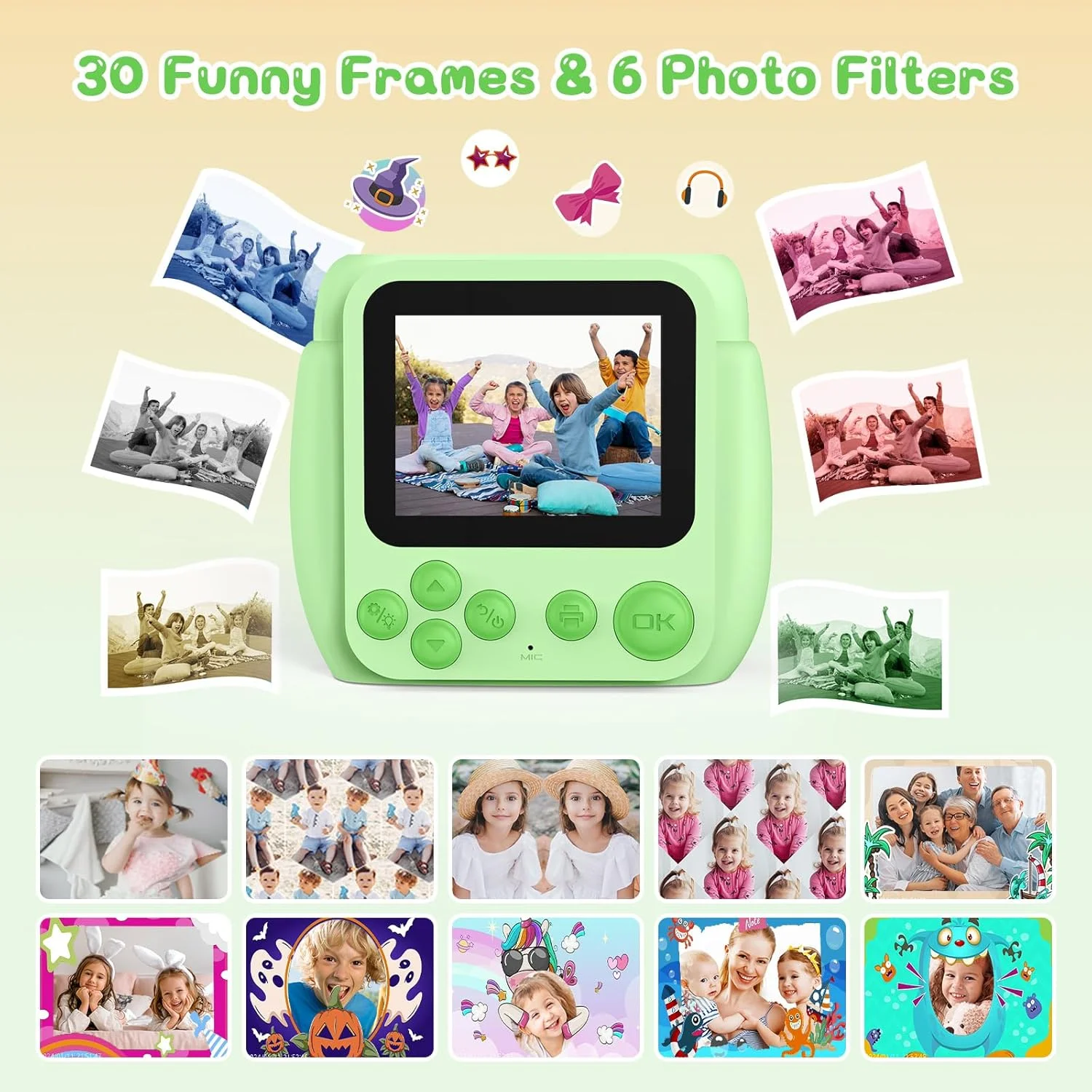 دوربین فوری کودکانه Gofunly، دوربین فوری 2.4 اینچی برای کودکان به همراه کارت 32 گیگابایتی، دوربین دیجیتال HD 1080P هدیه کودکان برای دختران و پسران 3 تا 12 سال