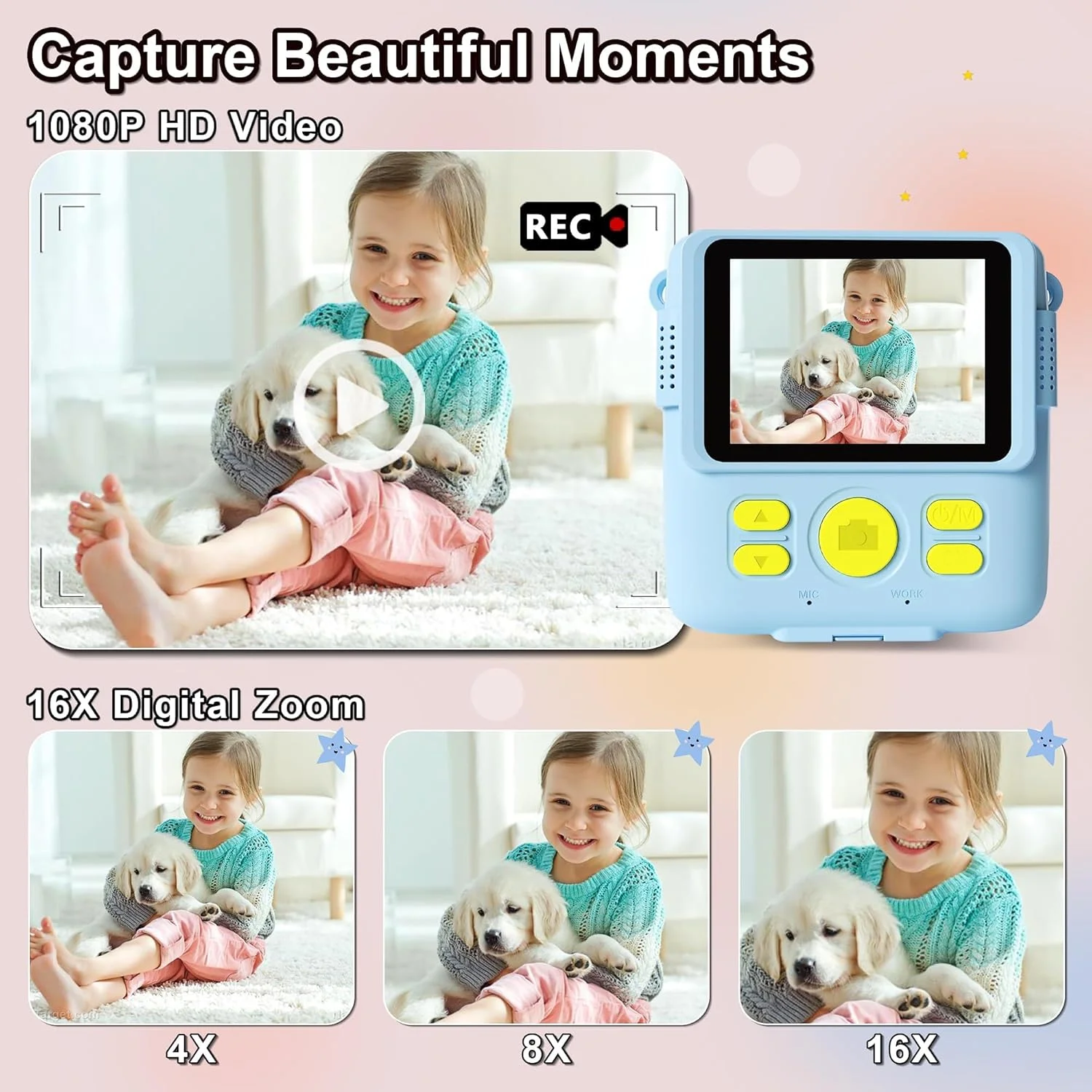 دوربین چاپ فوری کودکان HAMACOUST - عکس چاپ فوری 1080P HD - هدیه تولد کریسمس برای دختران و پسران 4 5 6 7 8 9 10 ساله - اسباب بازی قابل حمل با 3 رول کاغذ عکس، کارت 32 گیگابایتی، 5 مداد رنگی دوربین چاپ فوری کودکان HAMACOUST - عکس چاپ فوری 1080P HD - هدیه تولد کریسمس برای دختران و پسران 4 5 6 7 8 9 10 ساله - اسباب بازی قابل حمل با 3 رول کاغذ عکس، کارت 32 گیگابایتی، 5 مداد رنگی