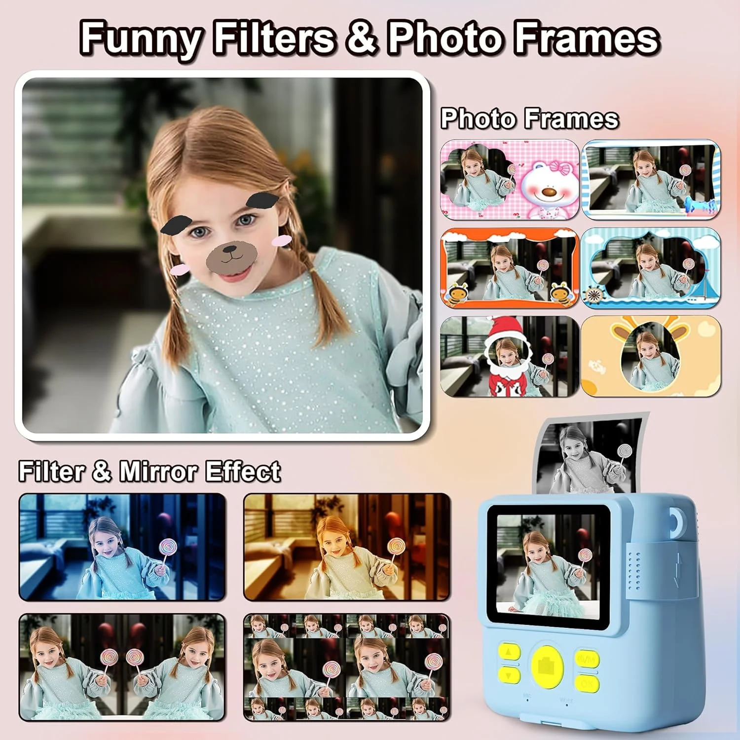 دوربین چاپ فوری کودکان HAMACOUST - عکس چاپ فوری 1080P HD - هدیه تولد کریسمس برای دختران و پسران 4 5 6 7 8 9 10 ساله - اسباب بازی قابل حمل با 3 رول کاغذ عکس، کارت 32 گیگابایتی، 5 مداد رنگی دوربین چاپ فوری کودکان HAMACOUST - عکس چاپ فوری 1080P HD - هدیه تولد کریسمس برای دختران و پسران 4 5 6 7 8 9 10 ساله - اسباب بازی قابل حمل با 3 رول کاغذ عکس، کارت 32 گیگابایتی، 5 مداد رنگی