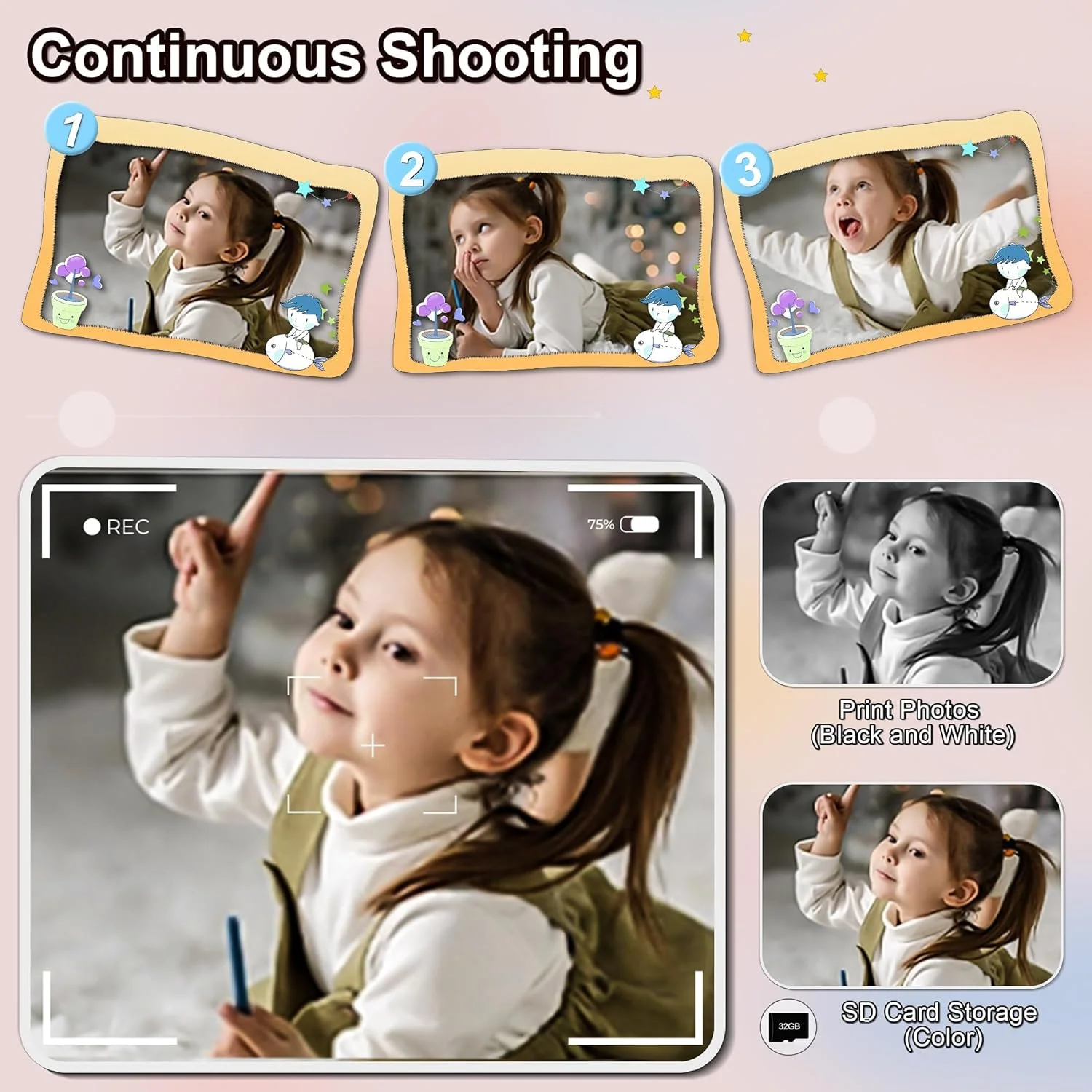 دوربین چاپ فوری کودکان HAMACOUST - عکس چاپ فوری 1080P HD - هدیه تولد کریسمس برای دختران و پسران 4 5 6 7 8 9 10 ساله - اسباب بازی قابل حمل با 3 رول کاغذ عکس، کارت 32 گیگابایتی، 5 مداد رنگی دوربین چاپ فوری کودکان HAMACOUST - عکس چاپ فوری 1080P HD - هدیه تولد کریسمس برای دختران و پسران 4 5 6 7 8 9 10 ساله - اسباب بازی قابل حمل با 3 رول کاغذ عکس، کارت 32 گیگابایتی، 5 مداد رنگی