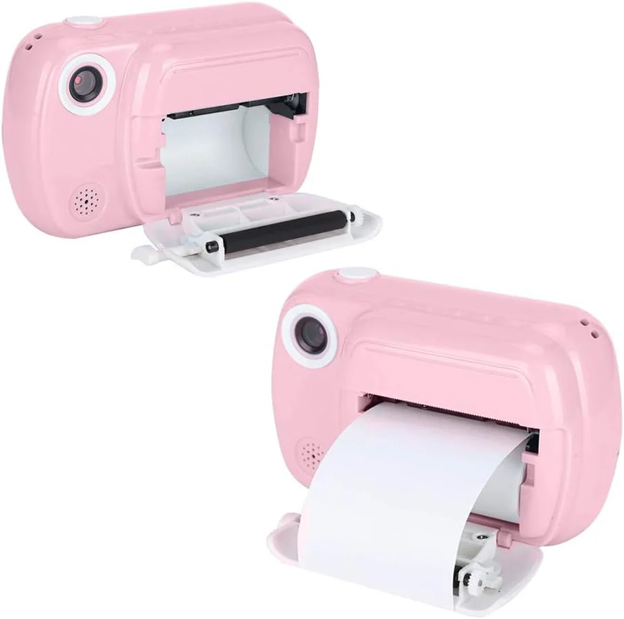 دوربین چاپ فوری i-Paint P9 برای کودکان، چاپ سیاه و سفید روی کاغذ حرارتی، دوربین دیجیتال 1080P FHD، ال سی دی 3.5 اینچی، میکرو SD 32 گیگابایتی، صورتی