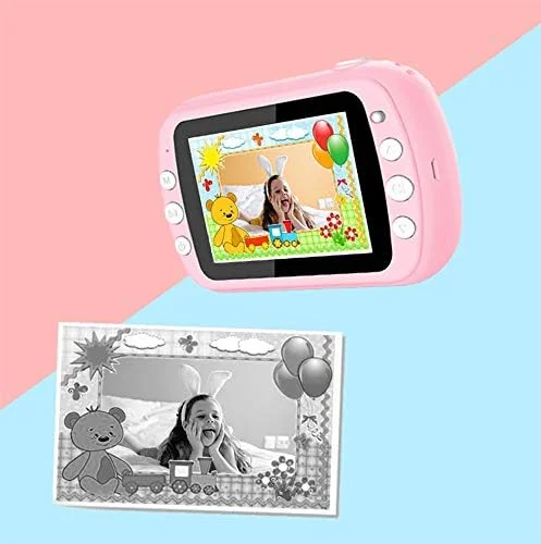 دوربین چاپ فوری i-Paint P9 برای کودکان، چاپ سیاه و سفید روی کاغذ حرارتی، دوربین دیجیتال 1080P FHD، ال سی دی 3.5 اینچی، میکرو SD 32 گیگابایتی، صورتی