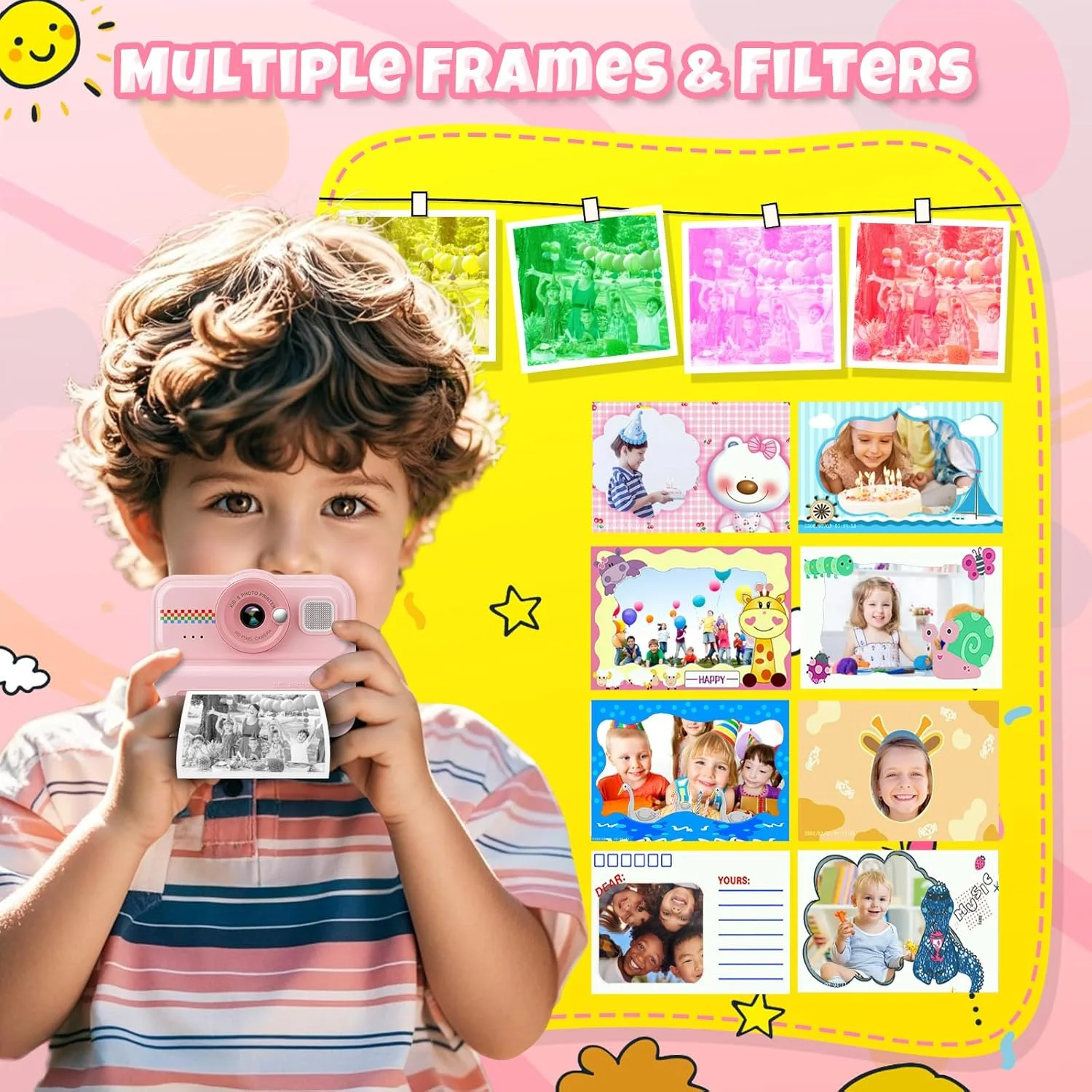 دوربین فوری کودکانه HiMont HD / 1080P به همراه کارت 32 گیگابایتی و 3 رول کاغذ چاپ، هدیه ای برای دختران و پسران 3-14 ساله