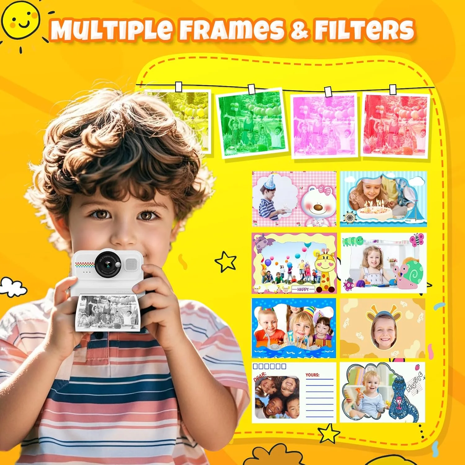 دوربین چاپ فوری های‌مانت برای کودکان، دوربین 1080P HD با 3 رول کاغذ چاپ و کارت 32 گیگابایتی، هدیه ایده آل برای پسران و دختران 3-14 ساله (مشکی)