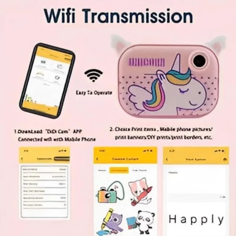 دوربین کودکان، دوربین چاپ فوری با کارت 32 گیگابایتی، دوربین فیلمبرداری HD 1080P با کیفیت 48 مگاپیکسل، دوربین دیجیتال بدون جوهر، اسباب بازی و هدیه برای دختران و پسران 3-12 ساله