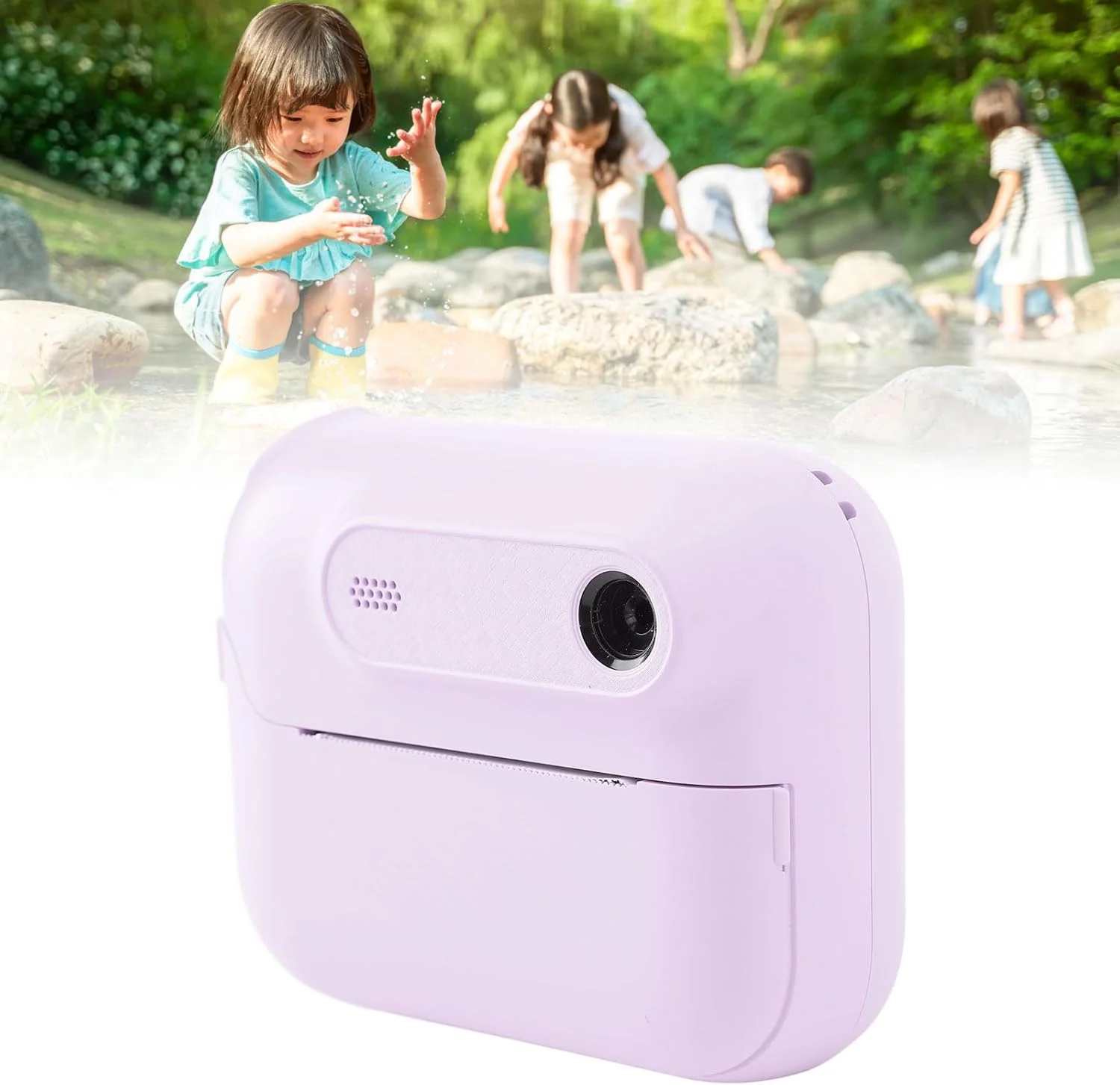 دوربین چاپ فوری 48 مگاپیکسل 1080P HD، چاپگر عکس قابل حمل با زوم 6 برابر، دارای بازی و MP3، صفحه نمایش 2.4 اینچی برای سفر کودکان و جشن تولد (بنفش)