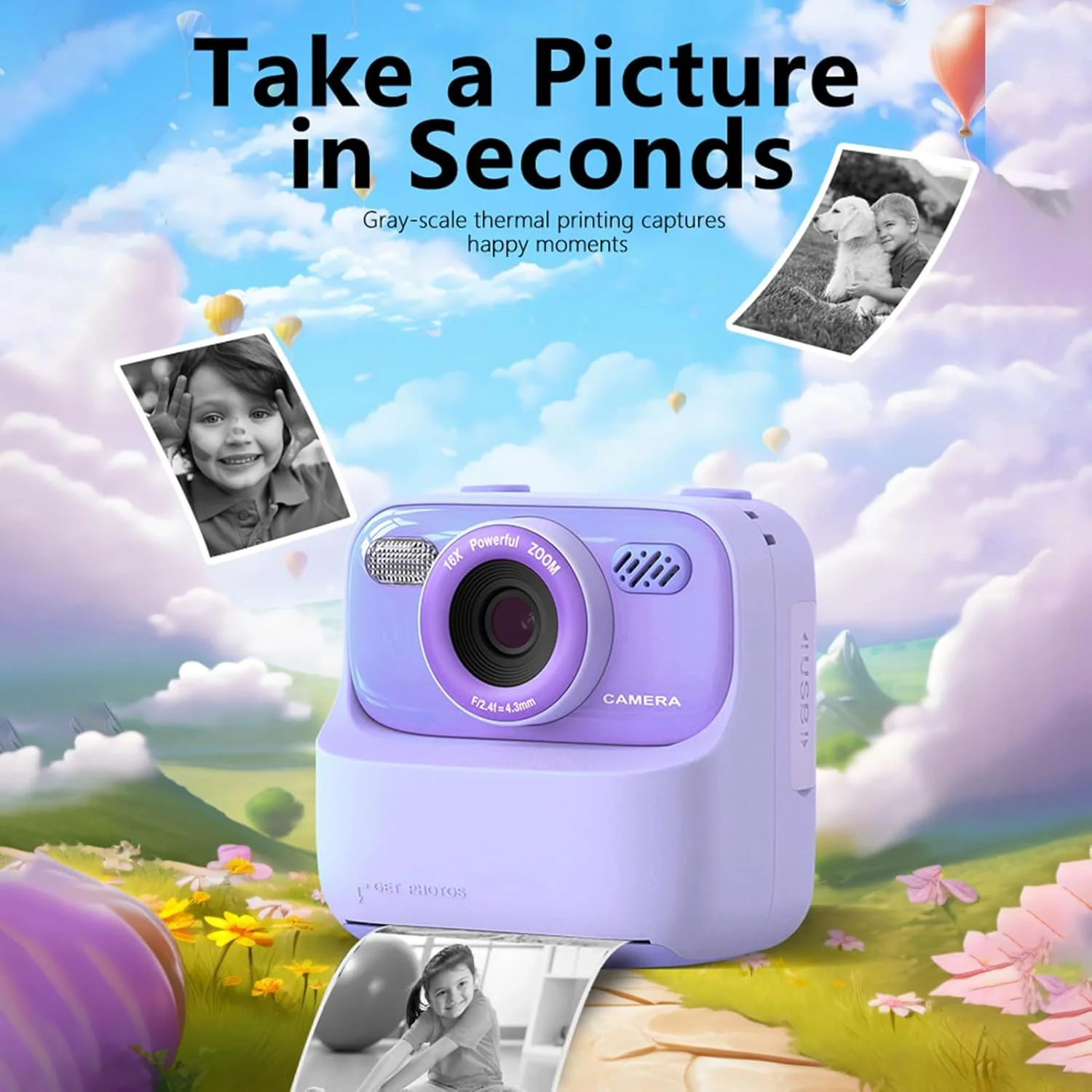 دوربین چاپ فوری برای کودکان، صفحه نمایش 2.4 اینچی 1080P، دوربین چاپ فوری کودکانه با 2 رول کاغذ، کارت 32 گیگابایتی داخلی، برای پسران و دختران (بنفش) دوربین چاپ فوری برای کودکان، صفحه نمایش 2.4 اینچی 1080P، دوربین چاپ فوری کودکانه با 2 رول کاغذ، کارت 32 گیگابایتی داخلی، برای پسران و دختران (بنفش)