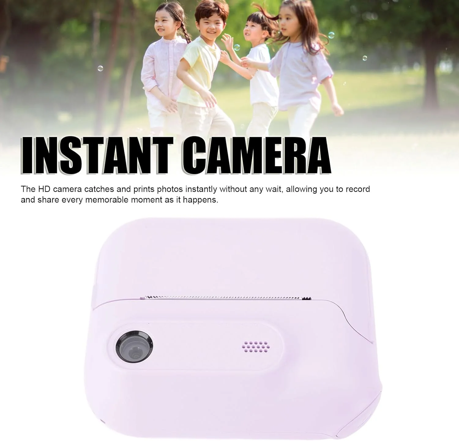 دوربین چاپ فوری 48 مگاپیکسل 1080P HD، چاپگر عکس قابل حمل با زوم 6 برابر، دارای بازی و MP3، صفحه نمایش 2.4 اینچی برای سفر کودکان و جشن تولد (بنفش)