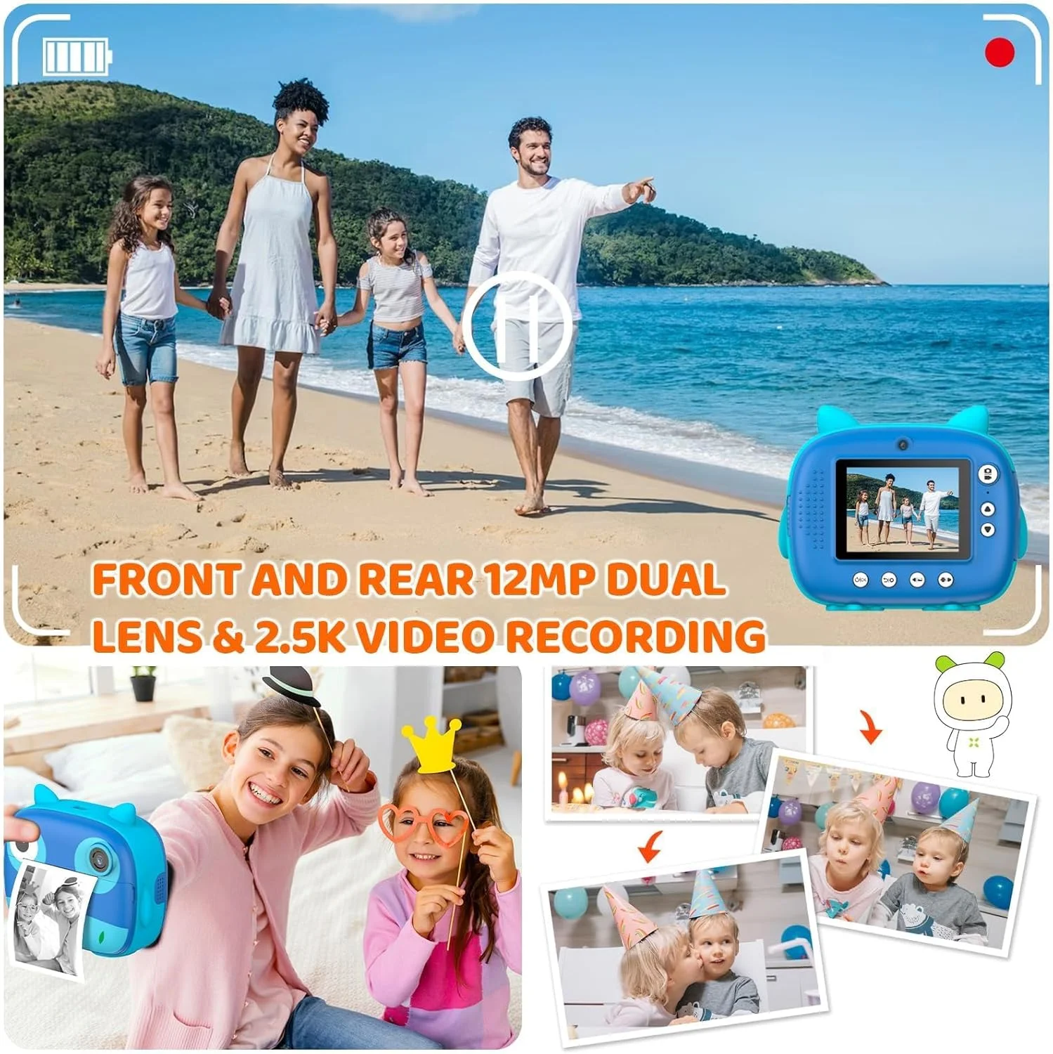 دوربین فوری کودکانه با کاغذ چاپ – اسباب بازی ضبط ویدیو و سلفی HD برای کودکان نوپا، هدیه آموزشی STEM برای دختران و پسران، ایده آل برای سفر و تولد دوربین فوری کودکانه با کاغذ چاپ – اسباب بازی ضبط ویدیو و سلفی HD برای کودکان نوپا، هدیه آموزشی STEM برای دختران و پسران، ایده آل برای سفر و تولد