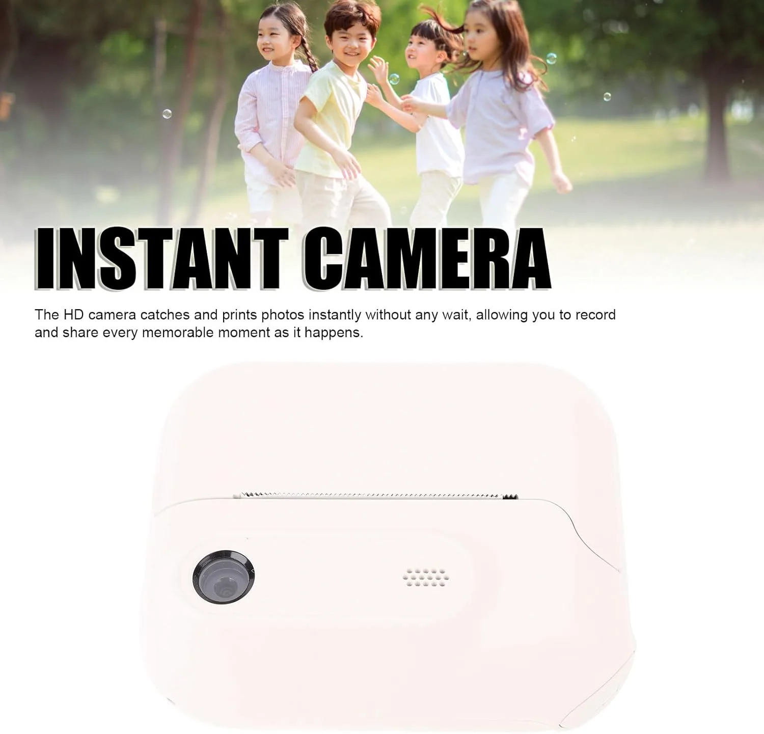 دوربین چاپ فوری کودکانه، دوربین عکس فوری 48 مگاپیکسلی زیبا، چاپ سیاه و سفید DIY، 20 قاب داخلی، 5 فیلتر، زوم 6 برابر، برای پسران و دختران (بژ)