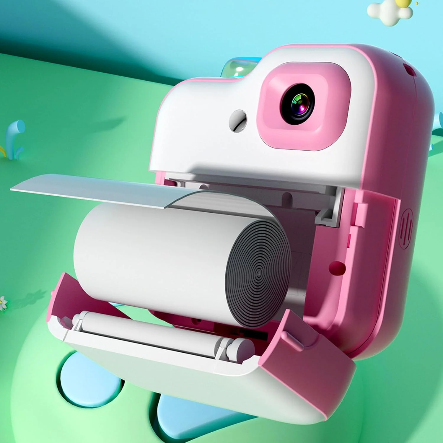 دوربین چاپ فوری، دوربین دیجیتال اسباب بازی قابل حمل برای سفر در فضای باز (صورتی)