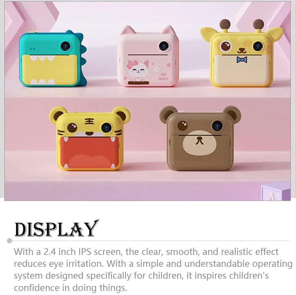 دوربین چاپ فوری، دوربین های چاپ عکس و فیلم 1080P، دوربین دیجیتال دو لنز با قابلیت چاپ، هدیه تولد برای کودک، مدل 4