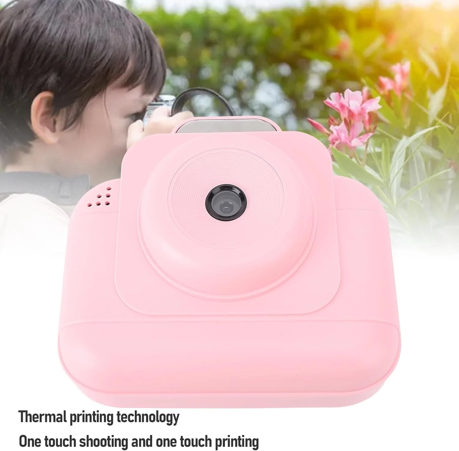 دوربین چاپ فوری، دوربین های فوری 1080P HD، دوربین دیجیتال چاپ مسافرتی قابل حمل با صفحه نمایش 2.4 اینچی با کاغذ چاپ برای نوجوانان و کودکان نوپا (گلگون)
