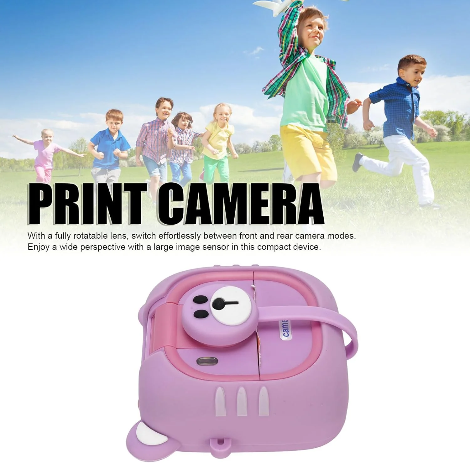 دوربین چاپ فوری کودکانه 48 مگاپیکسل 1080P، دوربین عکس و فیلم با صفحه نمایش 2.4 اینچی و لنز چرخان 180 درجه، فیلترهای متعدد، دارای بازی های داخلی