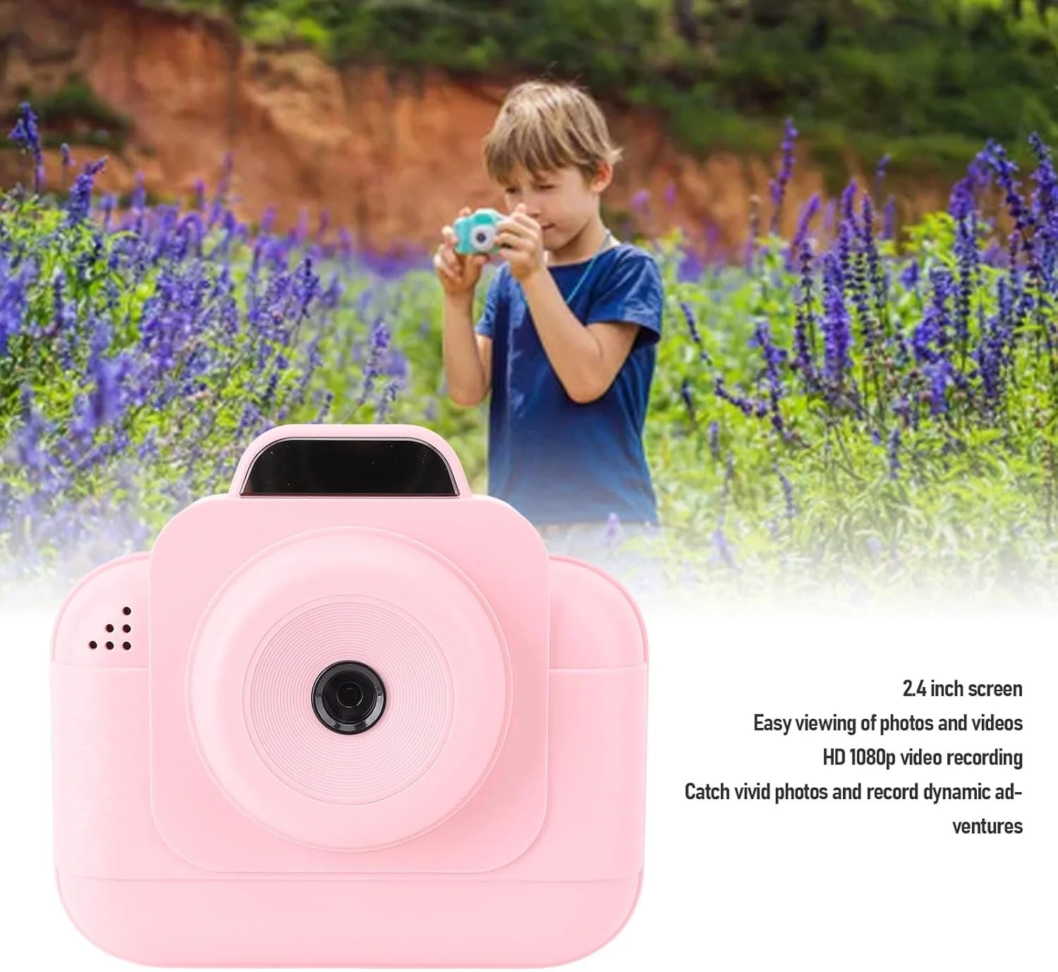 دوربین چاپ فوری، دوربین های فوری 1080P HD، دوربین دیجیتال چاپ مسافرتی قابل حمل با صفحه نمایش 2.4 اینچی با کاغذ چاپ برای نوجوانان و کودکان نوپا (گلگون)