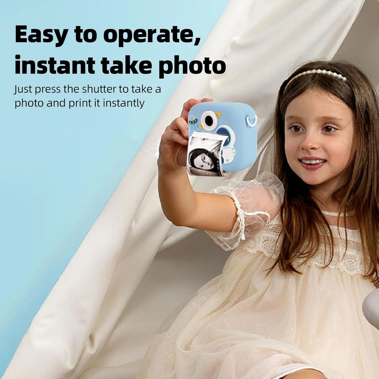 دوربین چاپ فوری برای کودکان، 48 مگاپیکسل 1080P دوگانه HD سلفی دوربین های فوری با زوم دیجیتال 8X، صفحه نمایش 2.4 اینچی دوربین های عکس قابل حمل جمع و جور برای کودکان نوپا با فیلترهای متعدد