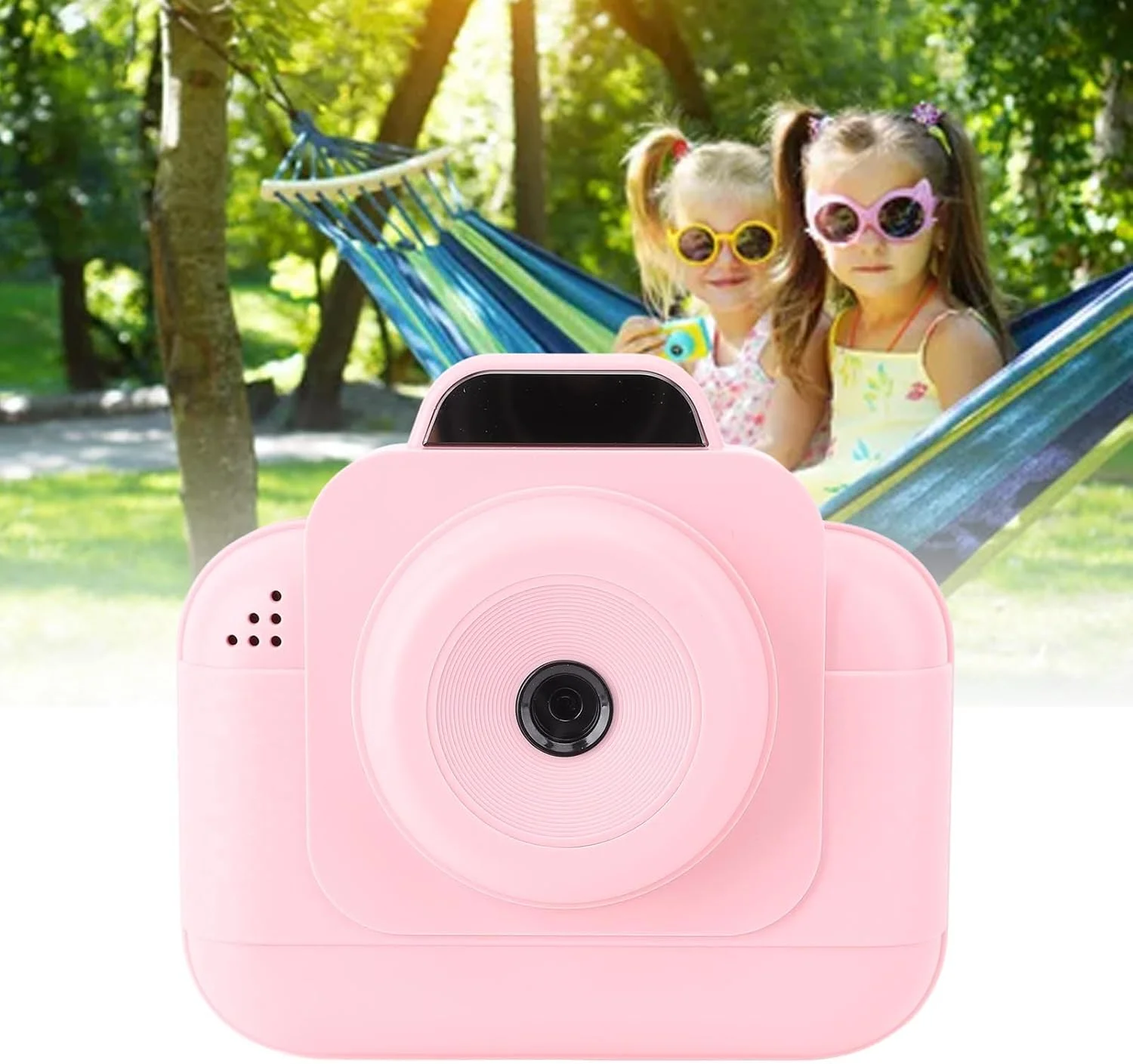 دوربین چاپ فوری، دوربین های فوری 1080P HD، دوربین دیجیتال چاپ مسافرتی قابل حمل با صفحه نمایش 2.4 اینچی با کاغذ چاپ برای نوجوانان و کودکان نوپا (گلگون)