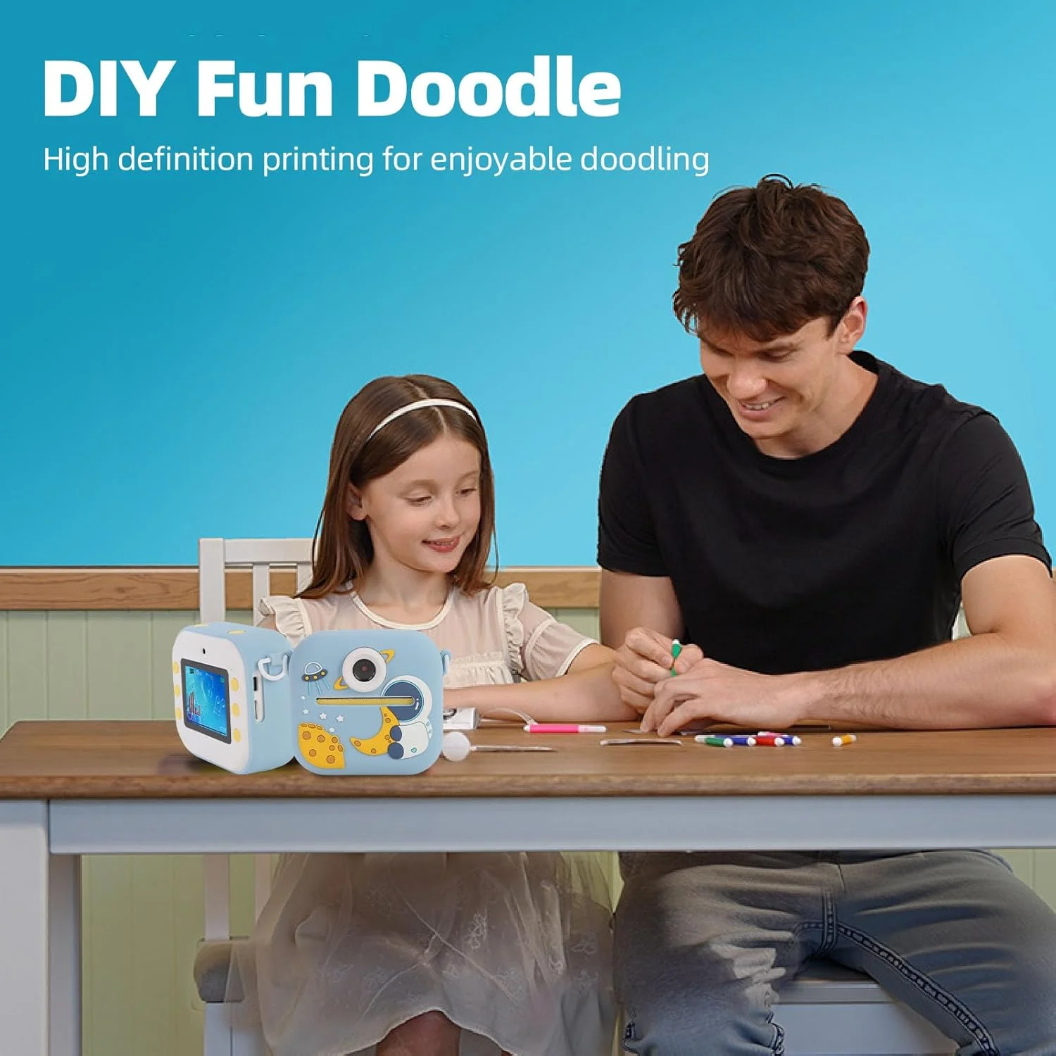 دوربین چاپ فوری برای کودکان، 48 مگاپیکسل 1080P دوگانه HD سلفی دوربین های فوری با زوم دیجیتال 8X، صفحه نمایش 2.4 اینچی دوربین های عکس قابل حمل جمع و جور برای کودکان نوپا با فیلترهای متعدد