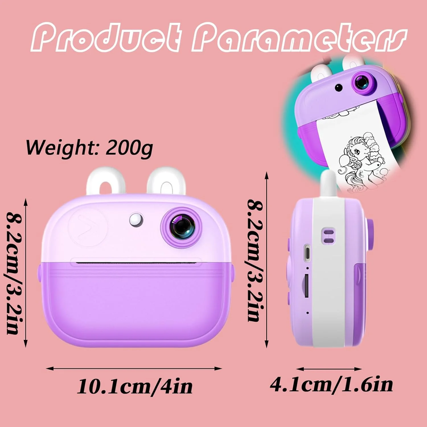 دوربین چاپ فوری برای کودکان، هدیه تولد و کریسمس برای کودکان 3 تا 12 سال، اسباب بازی دوربین دیجیتال برای کودکان، کاغذ چاپ شده و کارت 32 گیگابایتی، هدیه تولد برای کودکان