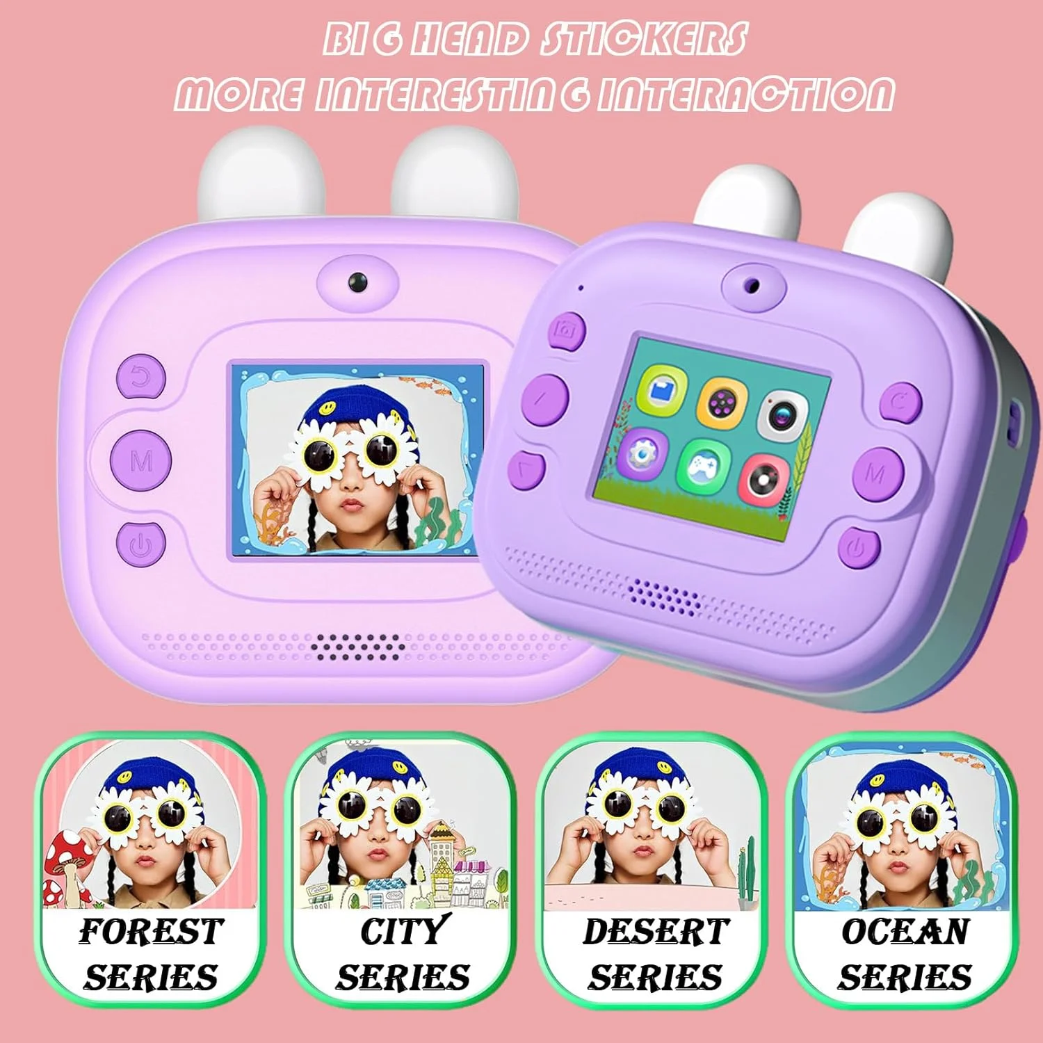 دوربین چاپ فوری برای کودکان، هدیه تولد و کریسمس برای کودکان 3 تا 12 سال، اسباب بازی دوربین دیجیتال برای کودکان، کاغذ چاپ شده و کارت 32 گیگابایتی، هدیه تولد برای کودکان