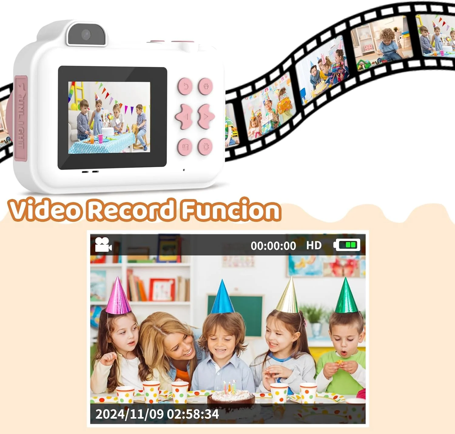 دوربین چاپ فوری کودکانه، هدیه تولد و کریسمس برای دختران و پسران 4، 5، 6، 7، 8، 9، 10، 11 و 12 ساله، دوربین دیجیتال سلفی دو لنز 1080P HD به همراه 5 رول کاغذ چاپ، استیکر، قلم و کارت حافظه 32 گیگابایتی
