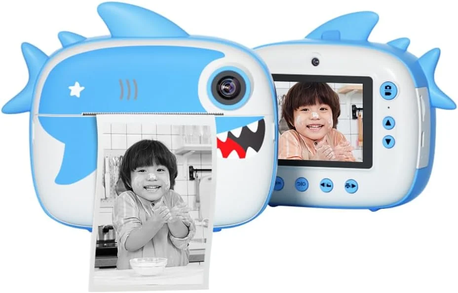 دوربین فوری 2.5K برای کودکان، دوربین دیجیتال 12 مگاپیکسلی با صفحه نمایش 2.4 اینچی IPS، زوم دیجیتال 10 برابر، فیلترهای جذاب، قابلیت فیلمبرداری به همراه 3 رول کاغذ چاپ و کارت حافظه 32 گیگابایتی