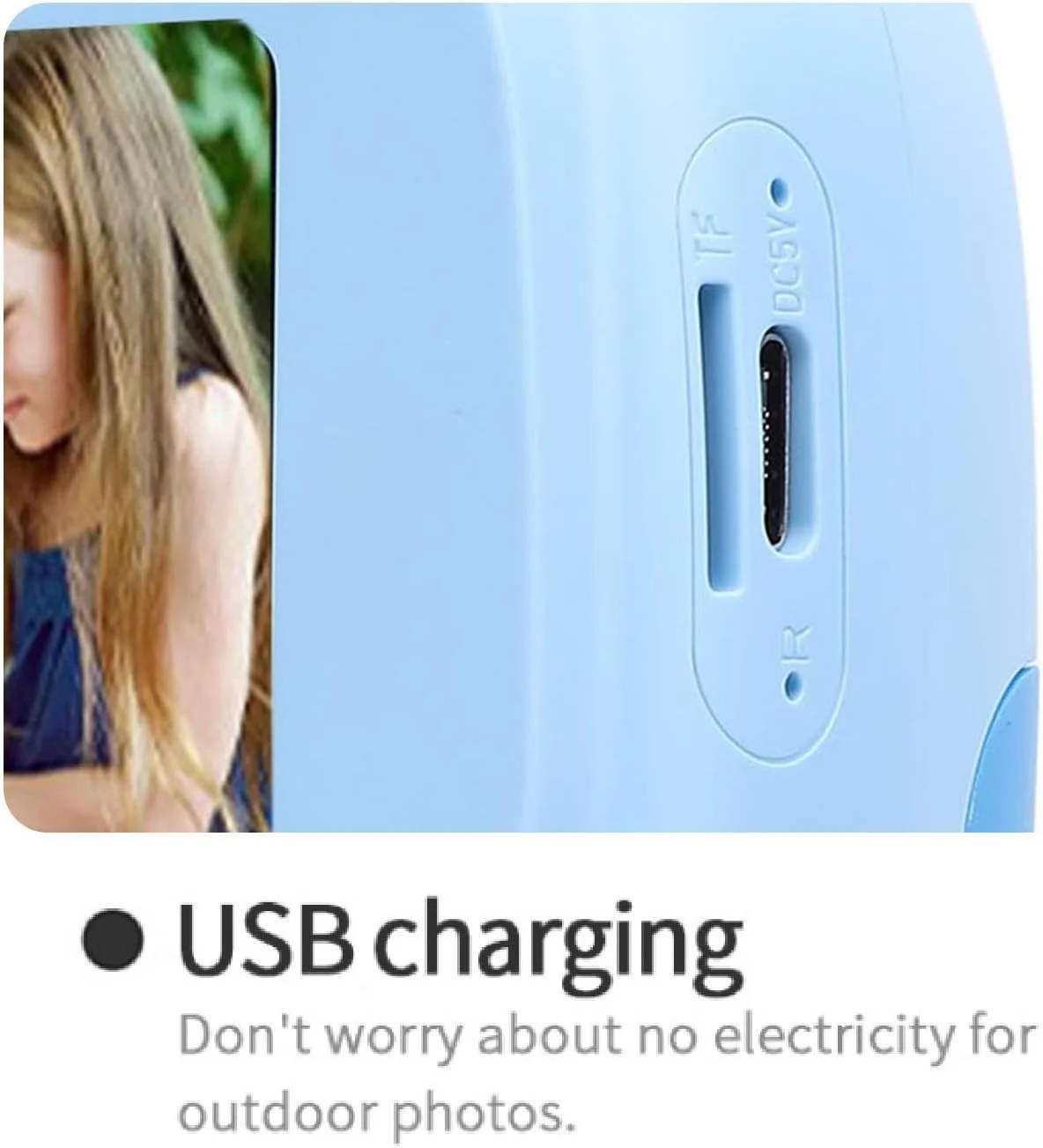 دوربین چاپ فوری، دوربین فیلمبرداری دیجیتال HD 48 مگاپیکسلی 1080P با چاپ حرارتی، شارژ Type C، باتری داخلی 1300 میلی آمپر ساعتی، برای کودکان و خانواده (آبی)