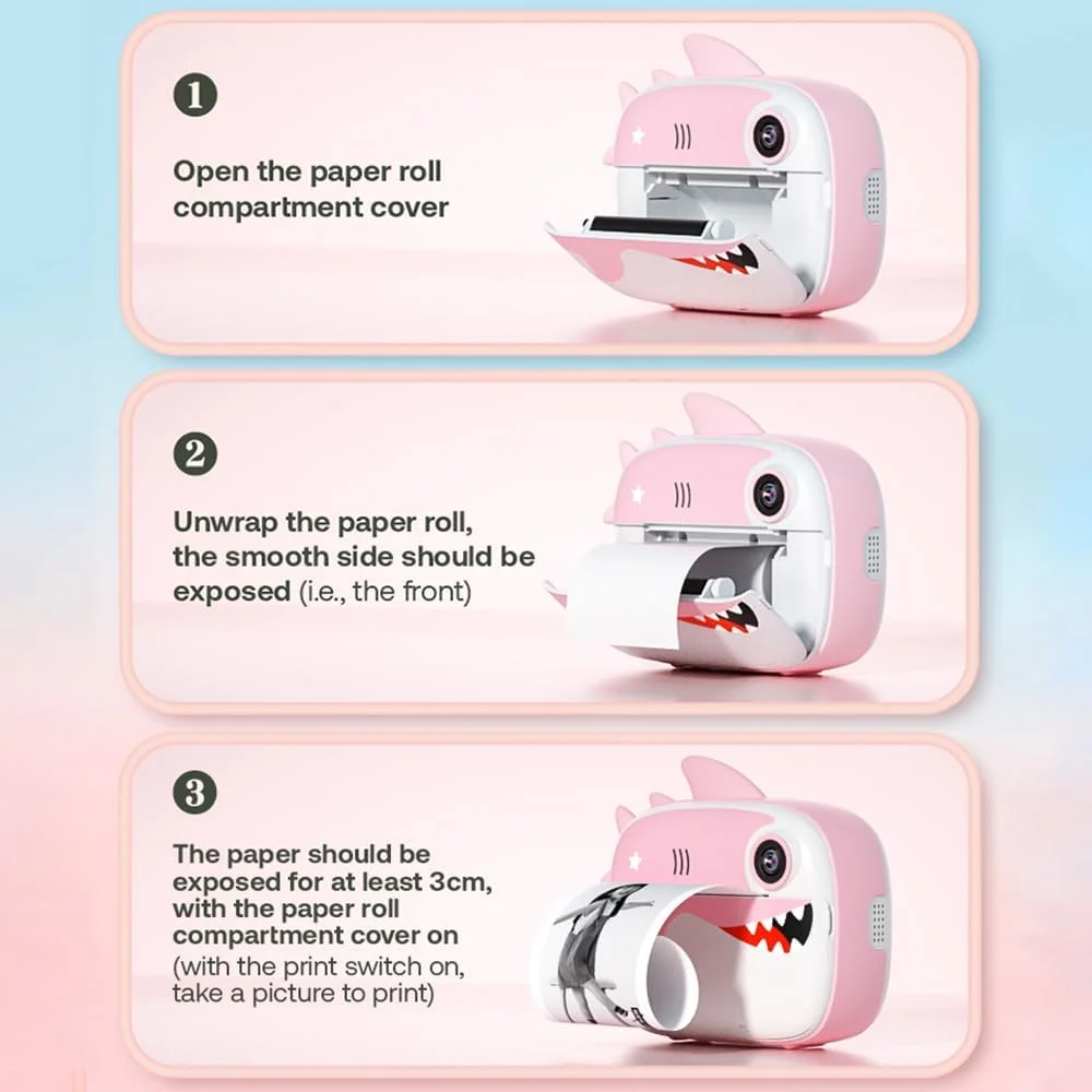 دوربین فوری 2.5K برای کودکان، دوربین دیجیتال 12 مگاپیکسلی با صفحه نمایش 2.4 اینچی IPS، زوم دیجیتال 10 برابر، فیلترهای جذاب، قابلیت فیلمبرداری به همراه 3 رول کاغذ چاپ و کارت حافظه 32 گیگابایتی