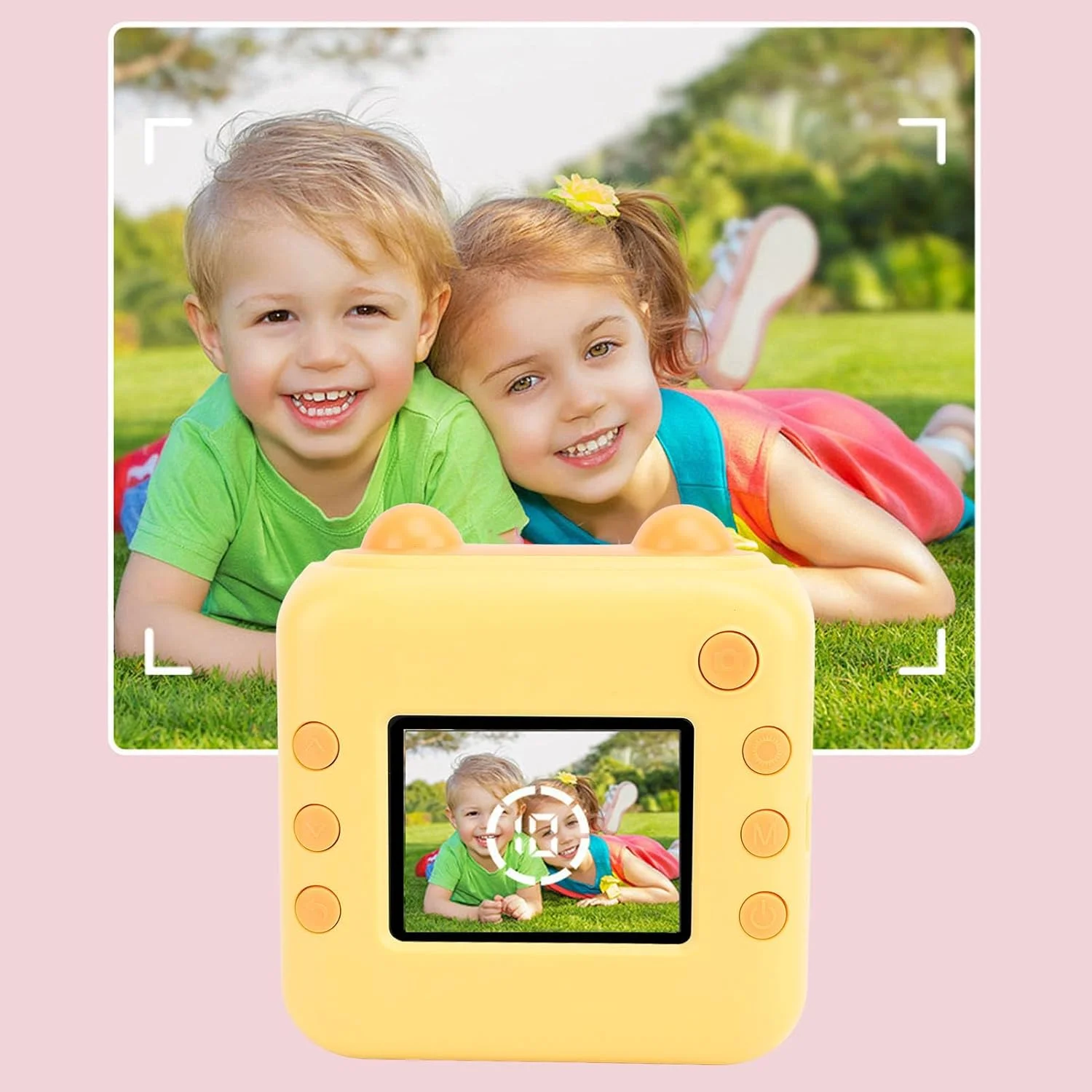 دوربین کودکانه 48 مگاپیکسل 1080P با قابلیت چاپ فوری، دوربین سلفی دیجیتال با صفحه نمایش 2.4 اینچی IPS، دوربین فوری مناسب تولد، کریسمس و تعطیلات (زرد)