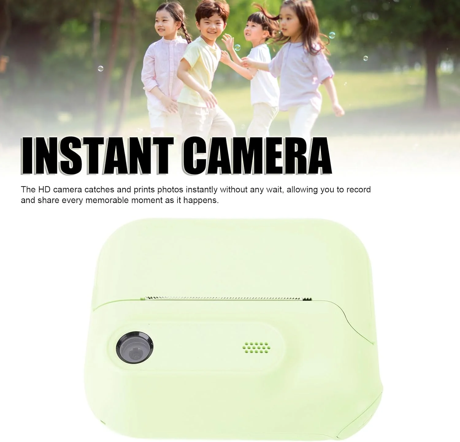 دوربین دیجیتال چاپ فوری، دوربین چاپ فوری 48 مگاپیکسلی برای کودکان، دوربین فیلمبرداری دیجیتال 1080P برای کودکان نوپا، دوربین فوری زیبا با عملکردهای بازی MP3، هدیه تولد کریسمس (سبز)