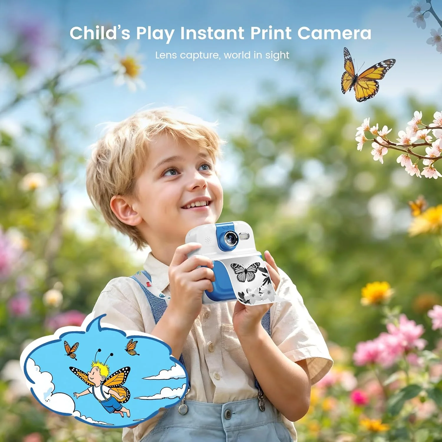 دوربین چاپ فوری کودکانه، دوربین دیجیتال برای کودکان 6-8 سال، دوربین دیجیتال کودک نوپا برای هدیه روز کودک، هدیه برای دختر و پسر 5 ساله، اسباب بازی کودکان هدیه تولد برای دختر و پسر 5 6 7 8 9 10 ساله