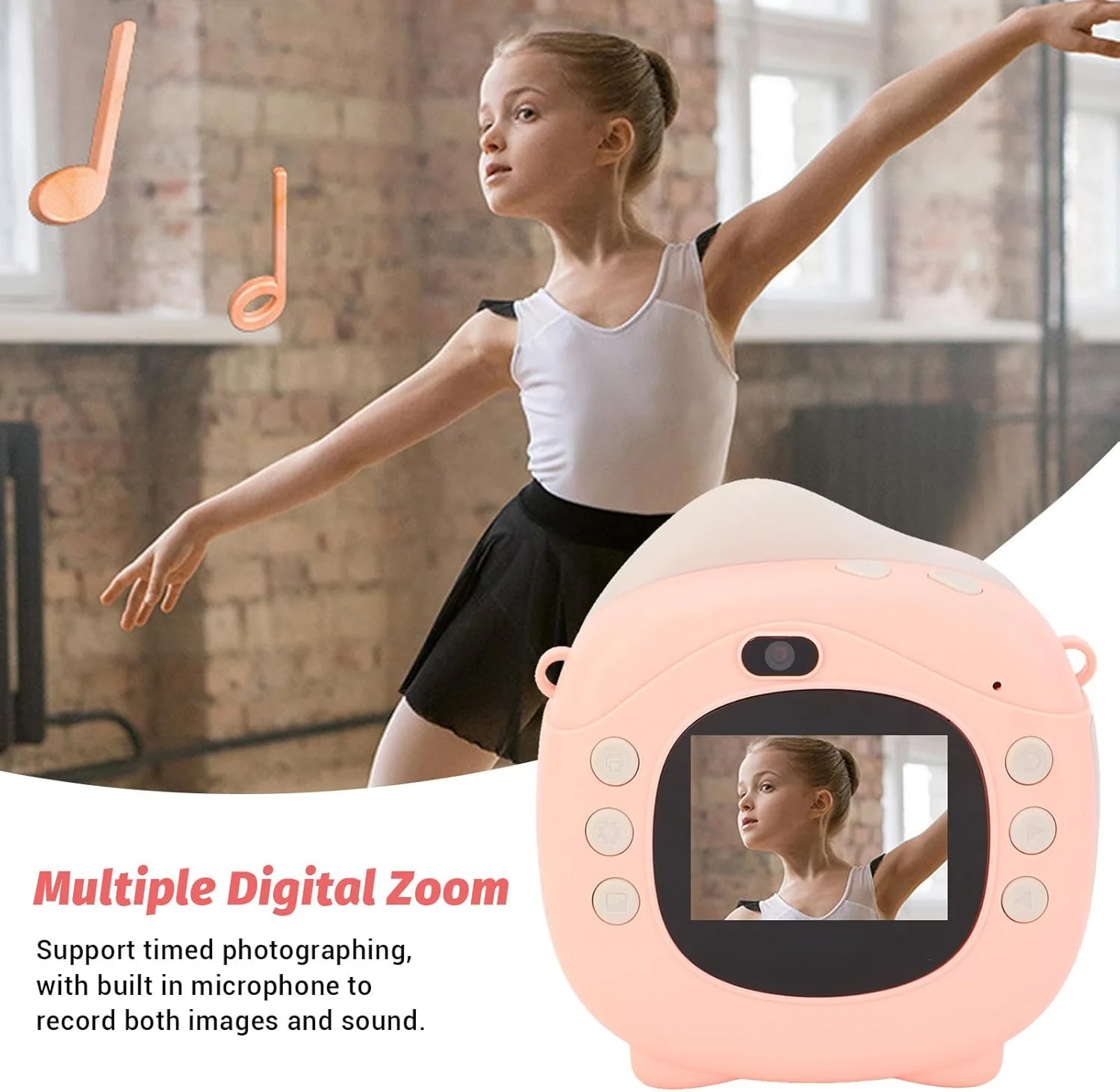 دوربین چاپ فوری، دوربین 12 مگاپیکسلی چاپ فوری کودکانه، دوربین چاپ حرارتی دیجیتال سلفی از زوم دیجیتال چندگانه پشتیبانی می کند، اسباب بازی دوربین کودک نوپا برای پسران دختران (64 گیگابایت)