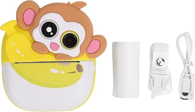 دوربین دیجیتال چاپ فوری 48 مگاپیکسلی HD با صفحه نمایش 2 اینچی، سلفی، تایمر برای کودکان، طرح میمون کارتونی بامزه، مناسب هدیه تولد و کریسمس برای کودکان نوپا، چاپ بدون جوهر دوربین دیجیتال چاپ فوری 48 مگاپیکسلی HD با صفحه نمایش 2 اینچی، سلفی، تایمر برای کودکان، طرح میمون کارتونی بامزه، مناسب هدیه تولد و کریسمس برای کودکان نوپا، چاپ بدون جوهر