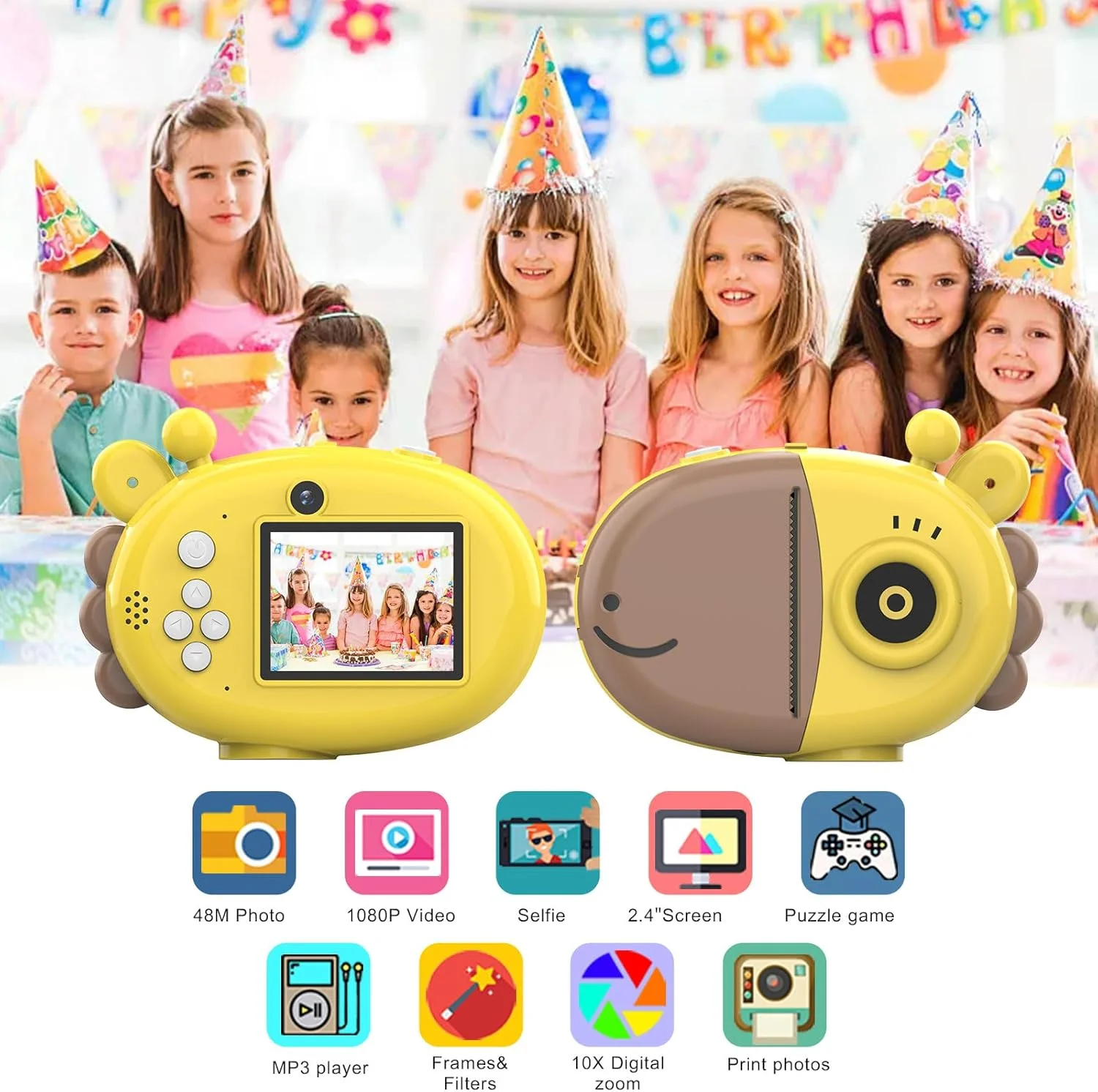 دوربین چاپ فوری کودکانه Dirphy، دوربین کودکانه زرافه ای برای کودکان، هدیه تولد برای پسران و دختران 3-12 ساله، دوربین اسباب بازی برای کودکان نوپا، دوربین دیجیتال سلفی با کارت SD 32 گیگابایتی
