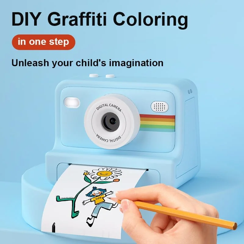 دوربین فوری، دوربین سلفی کودکان با قابلیت فیلمبرداری 1080P، هدیه تولد و تعطیلات برای کودکان 3 تا 12 سال، اسباب بازی دوربین دیجیتال چاپ مسافرتی قابل حمل برای پسران و دختران