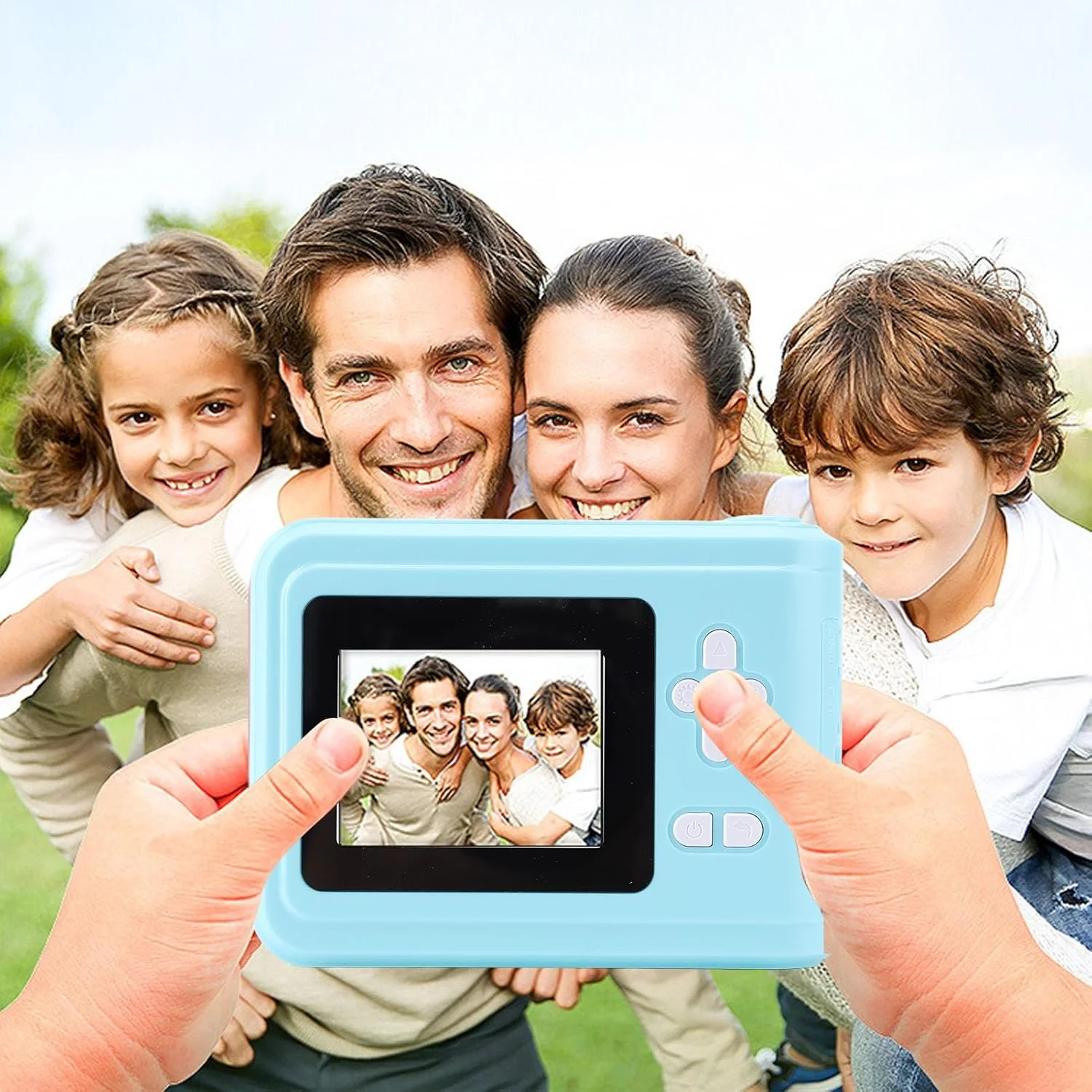 دوربین چاپ فوری کودکانه 48 مگاپیکسل 1080P به همراه 3 رول کاغذ چاپ، مناسب برای پسران و دختران (آبی)